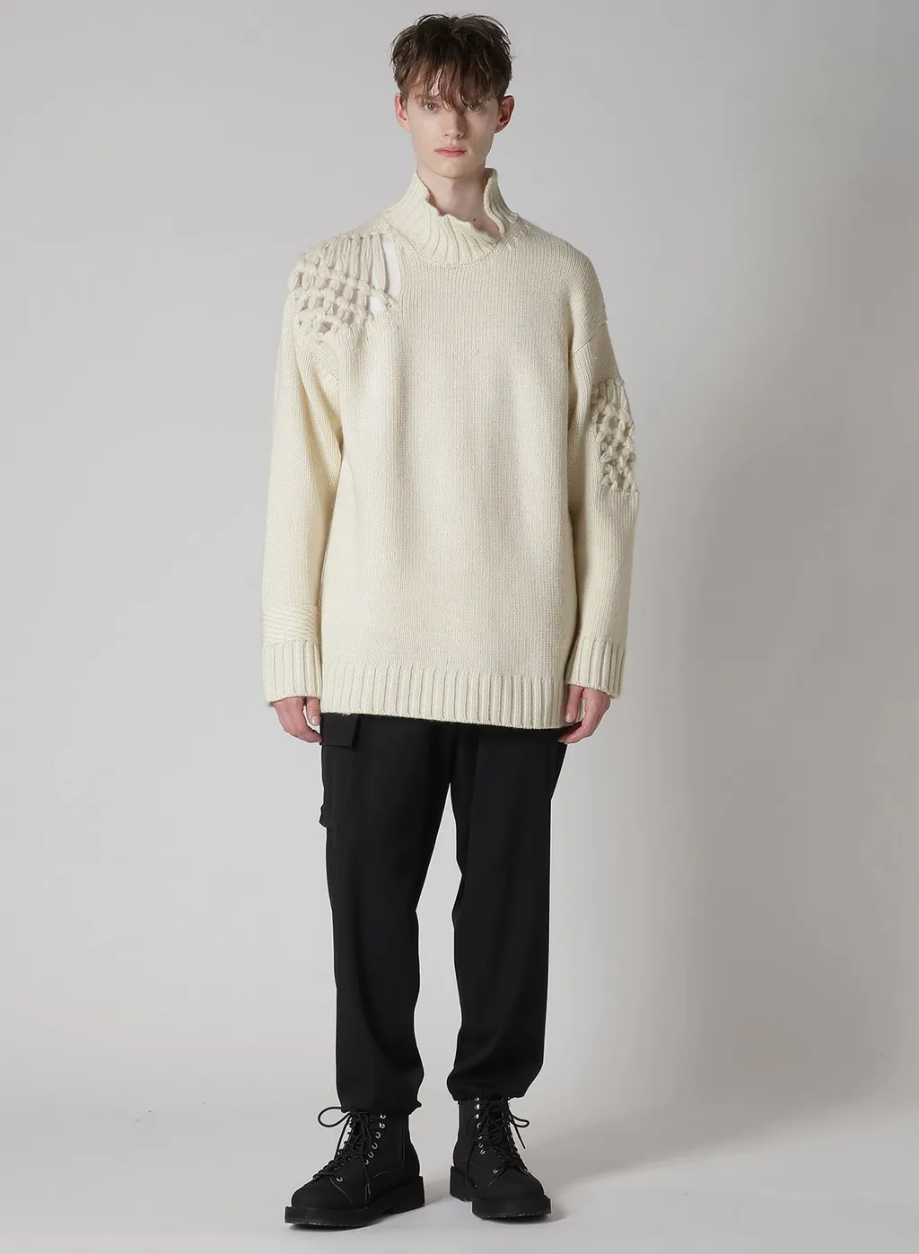 Stitching Macrame Detail High Neck Po