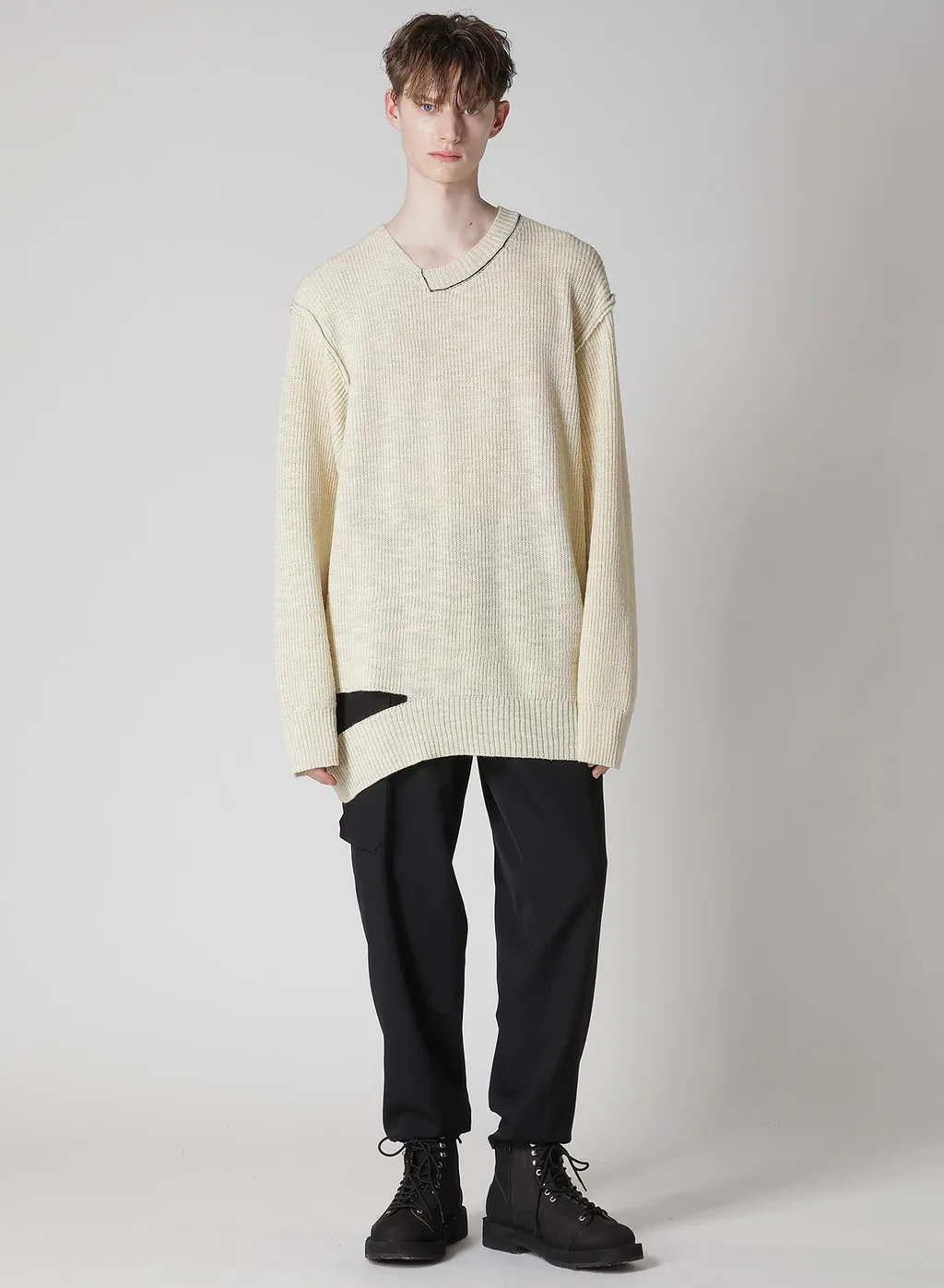 Half Cardigan Asymmetry Neckline Po