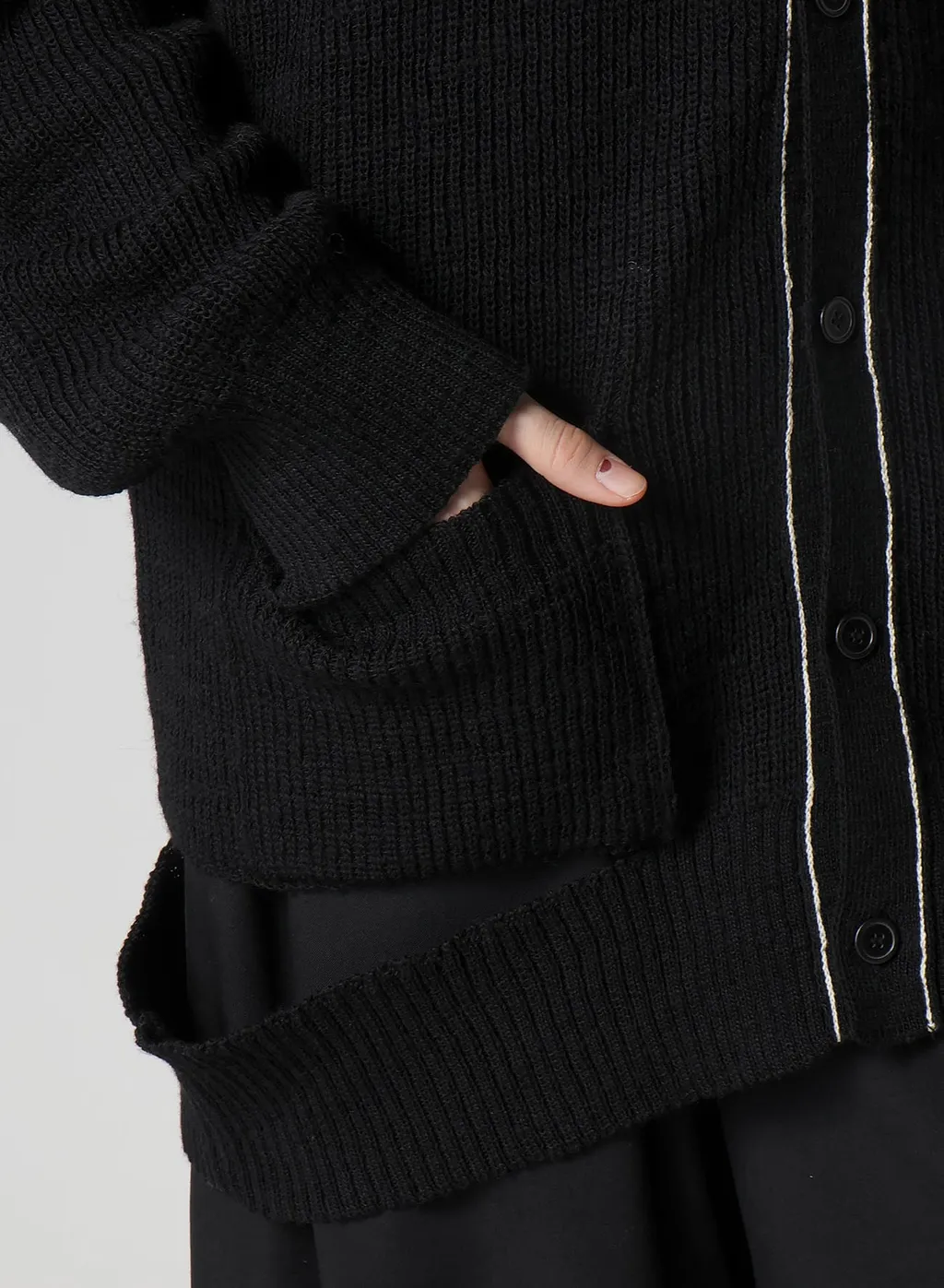Half Cardigan Slit Detail V Neck Cardigan