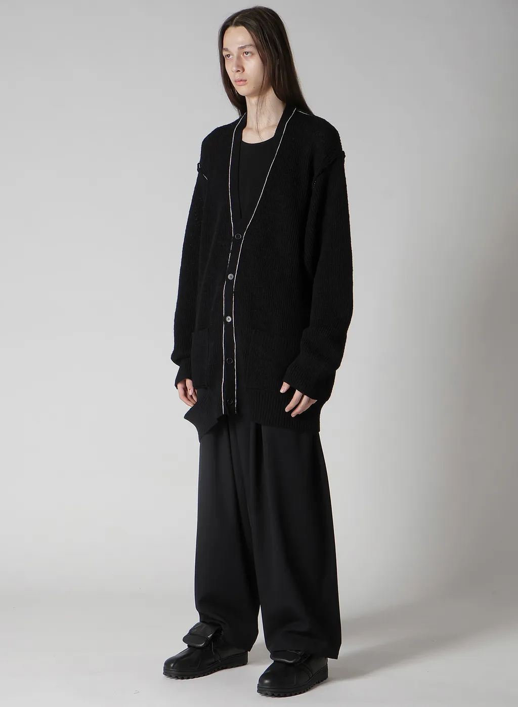 Half Cardigan Slit Detail V Neck Cardigan