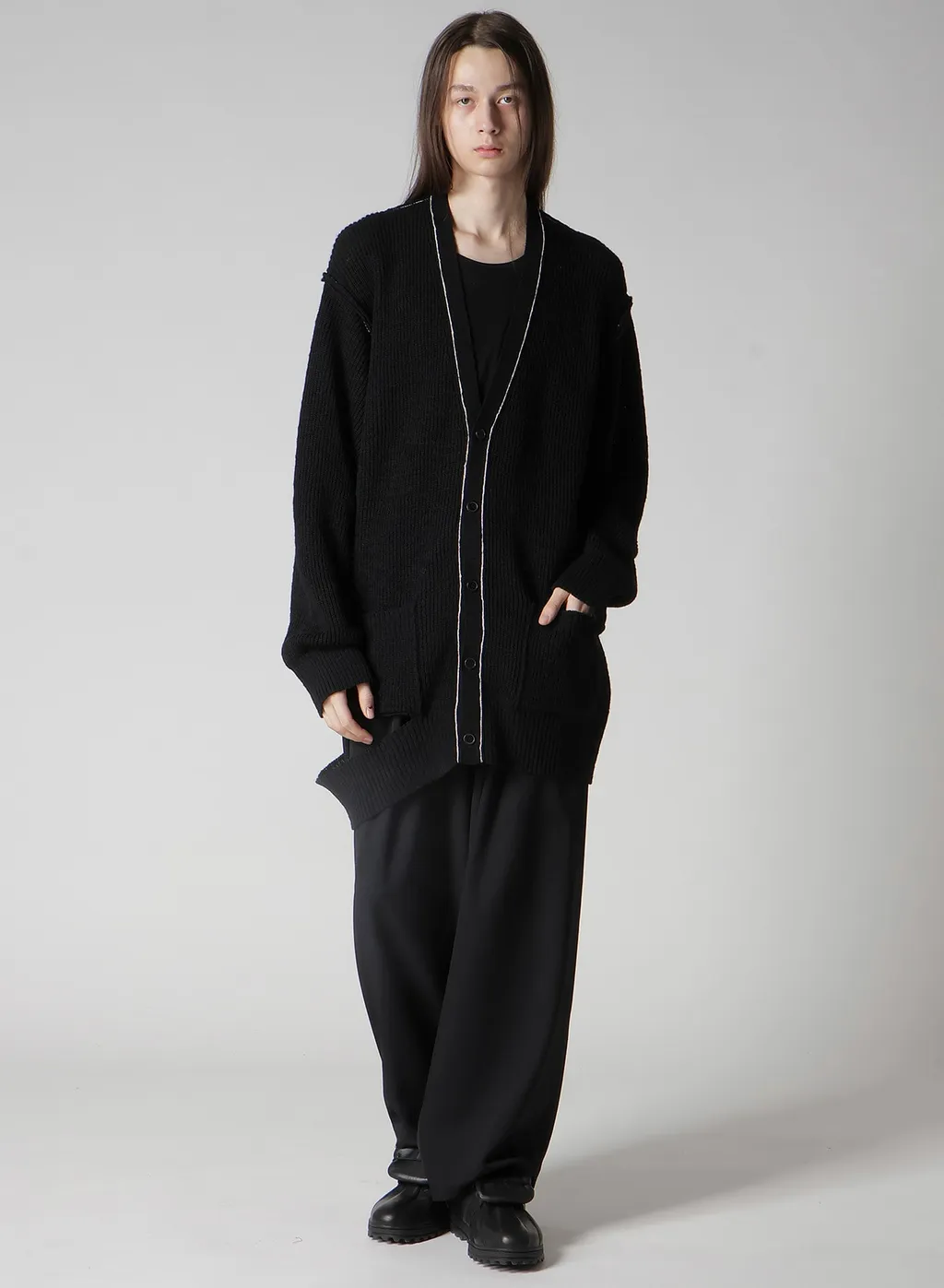 Half Cardigan Slit Detail V Neck Cardigan