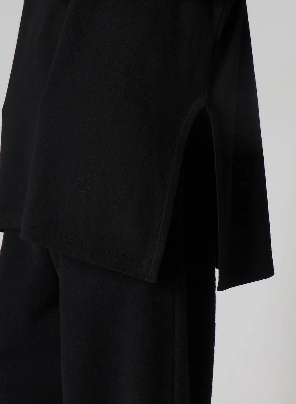 Milling Wool Side Slit Round Neck Long Slv T