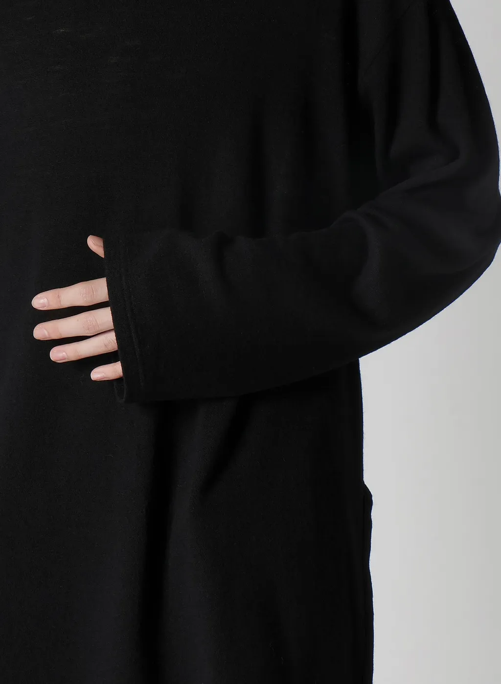 Milling Wool Side Slit Round Neck Long Slv T