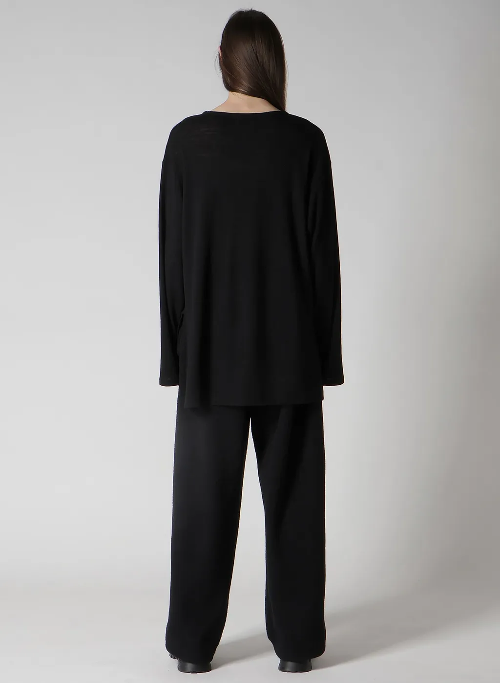 Milling Wool Side Slit Round Neck Long Slv T