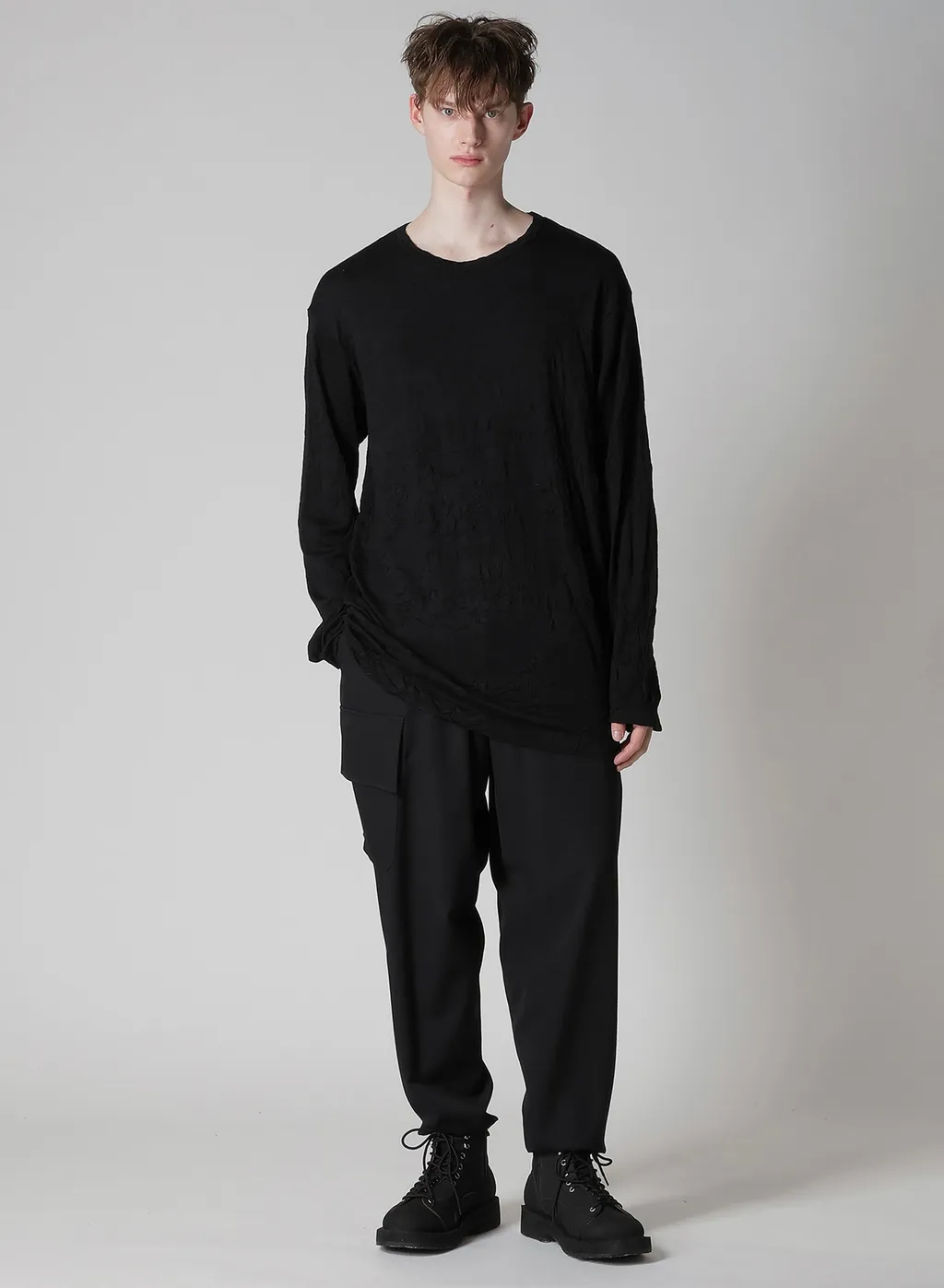 Washable Wool Jersey Round Neck Long Slv T