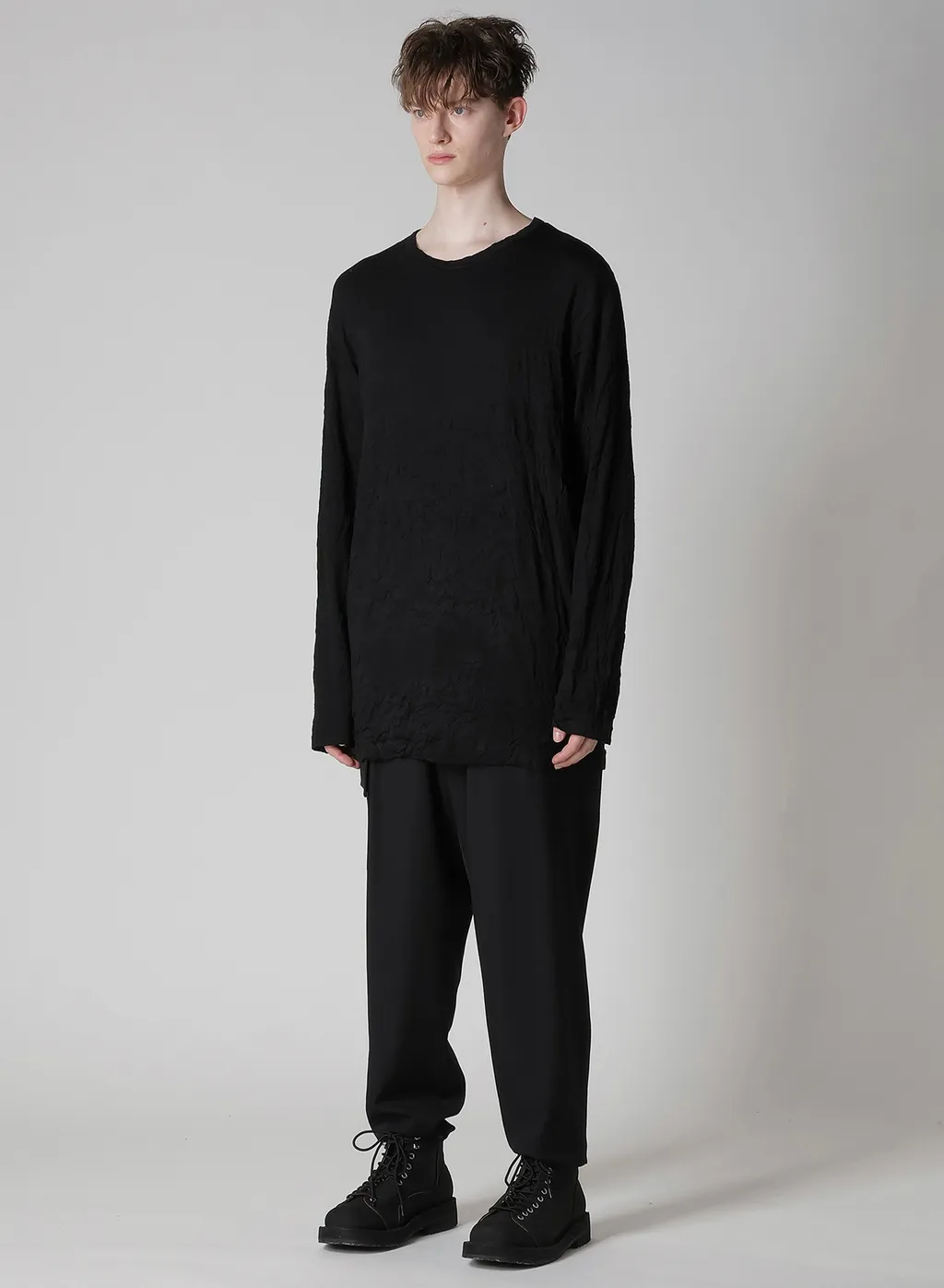 Washable Wool Jersey Round Neck Long Slv T