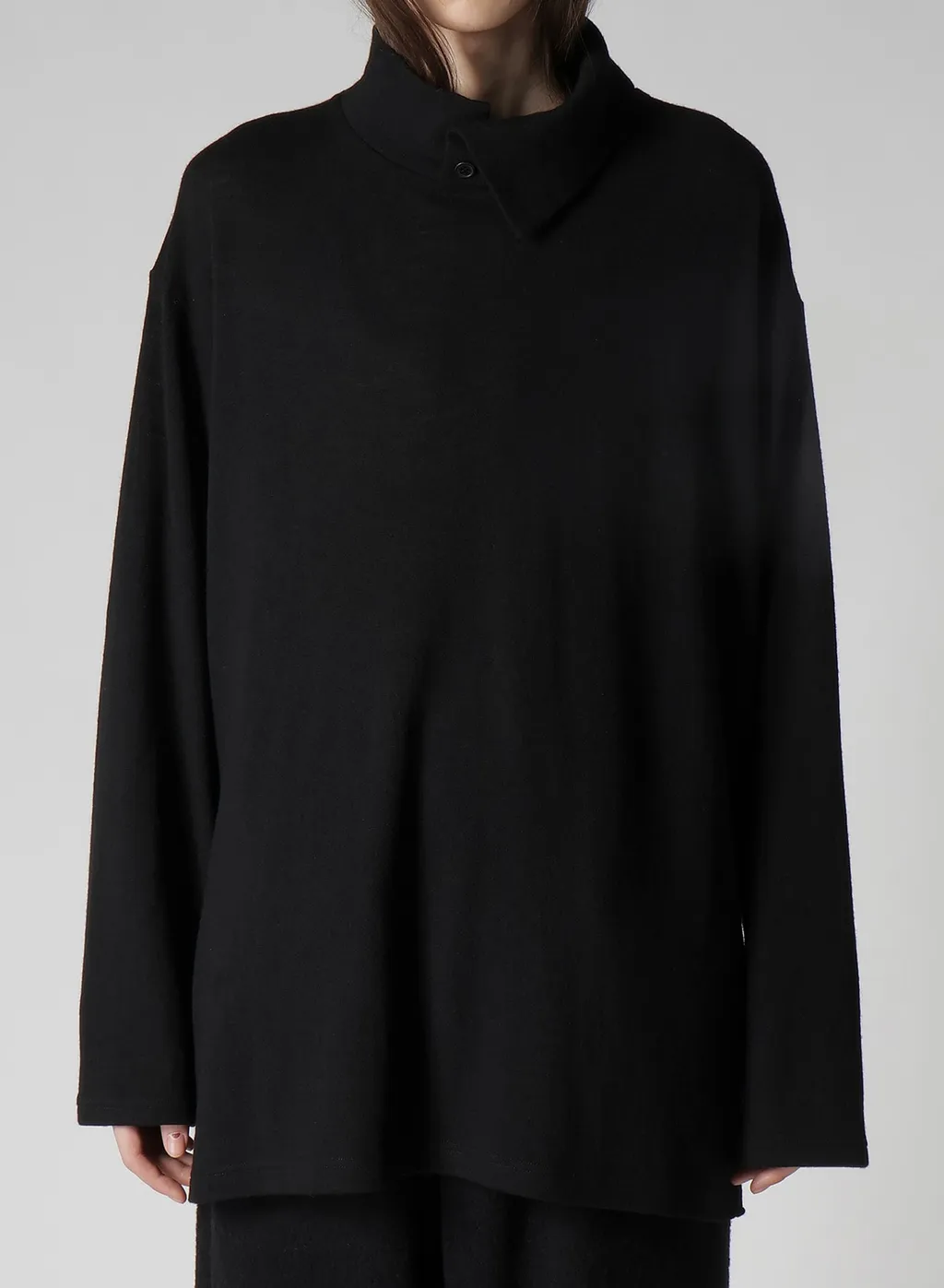 Milling Wool Side Slit High Neck Long Slv T