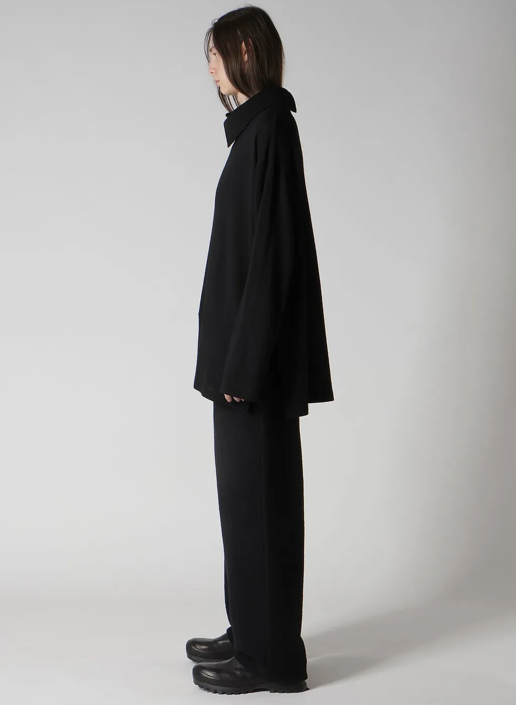 Milling Wool Side Slit High Neck Long Slv T