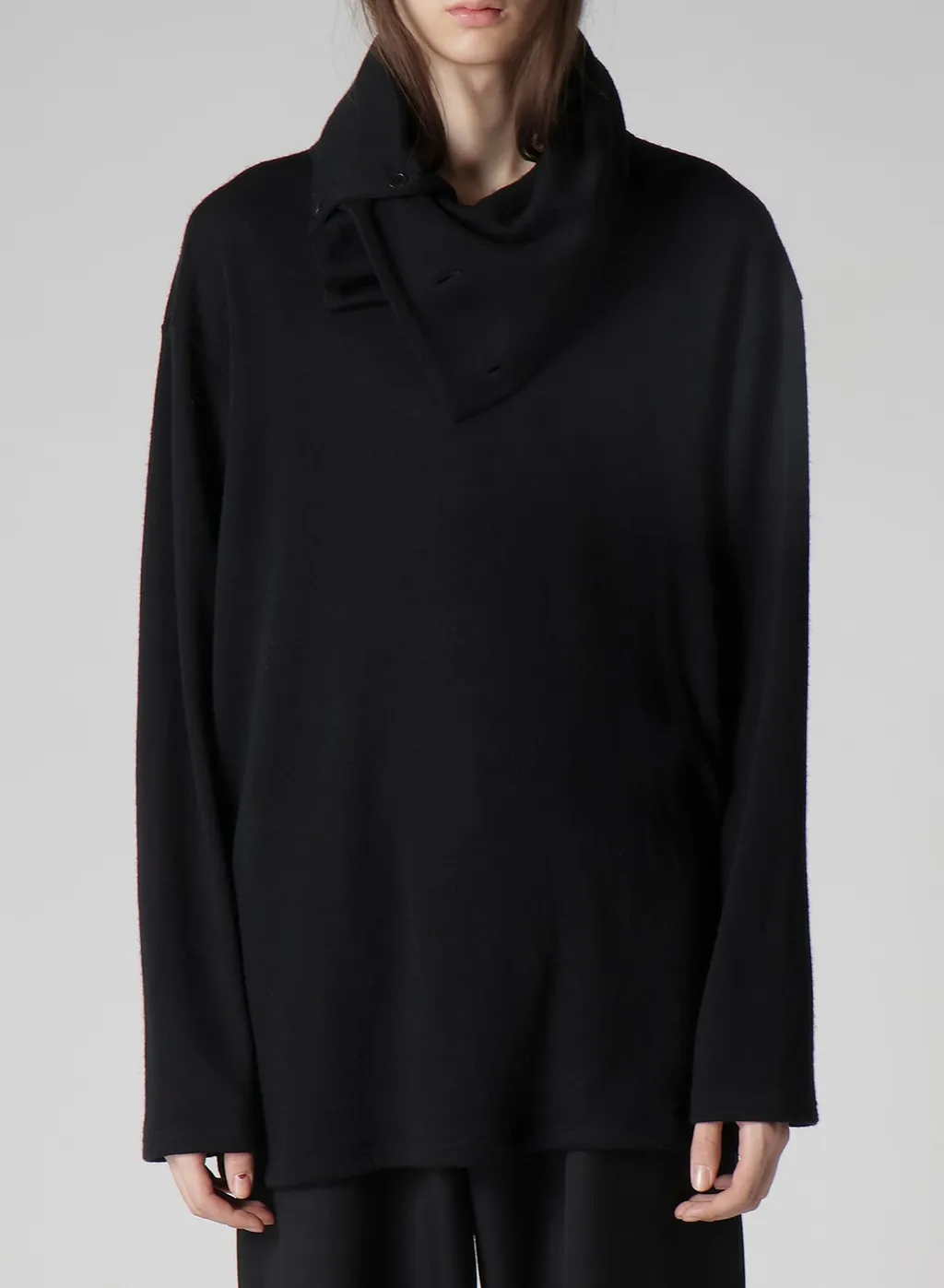 Wool Houndstooth Jacquard High Neck Long Slv T
