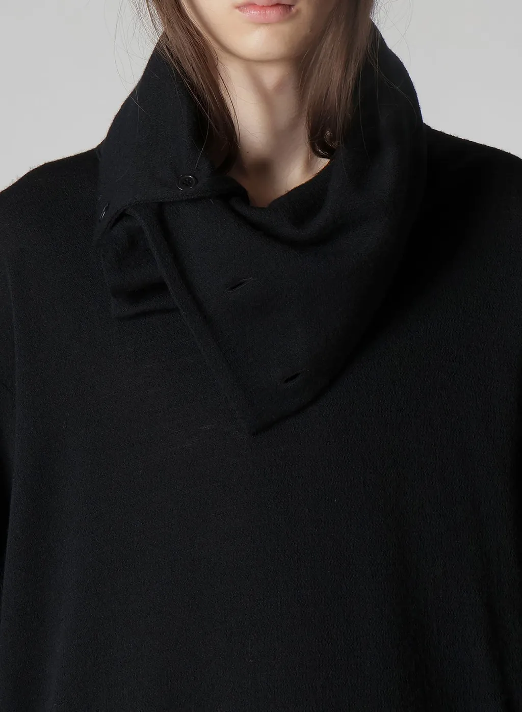 Wool Houndstooth Jacquard High Neck Long Slv T