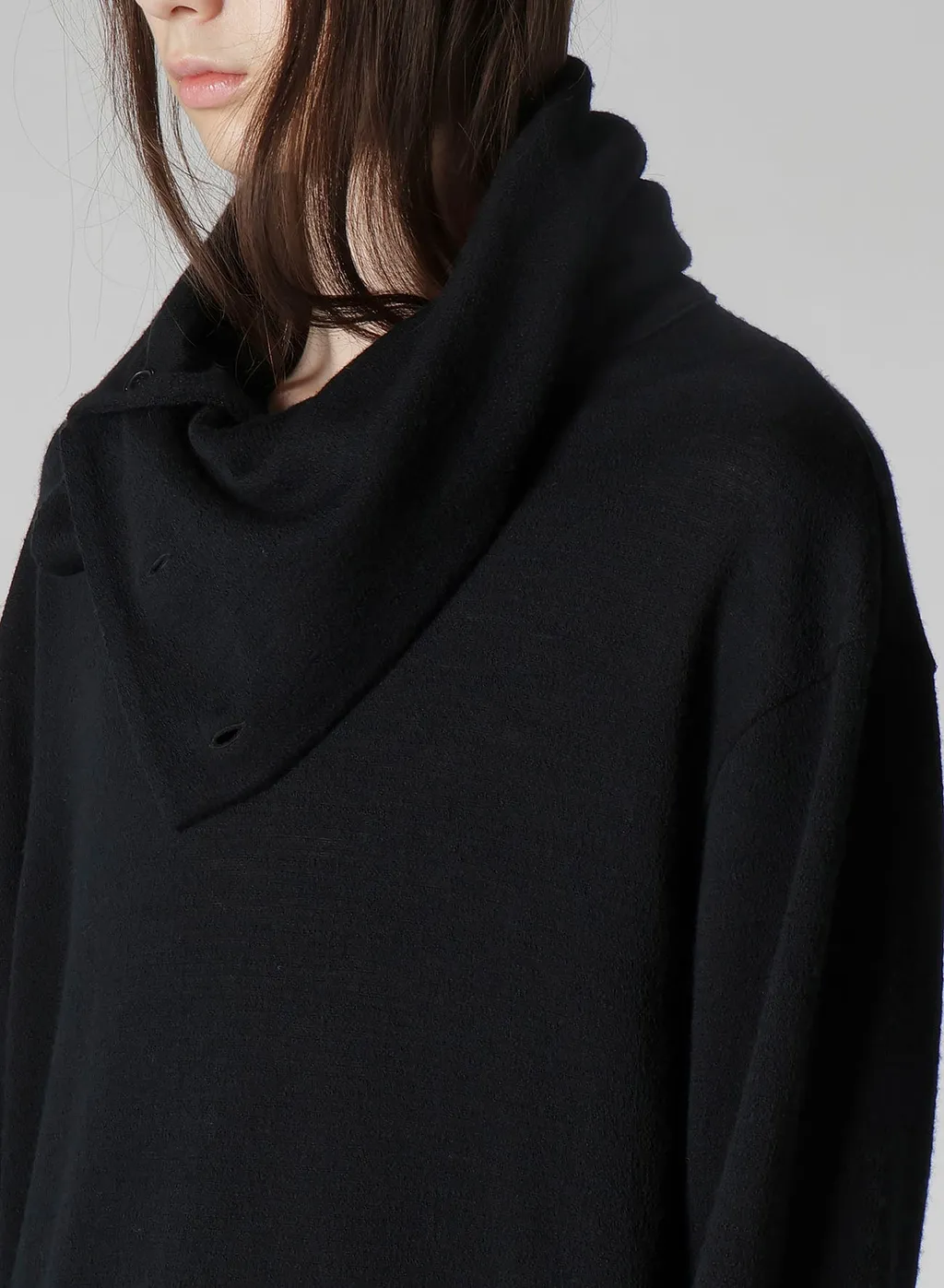 Wool Houndstooth Jacquard High Neck Long Slv T