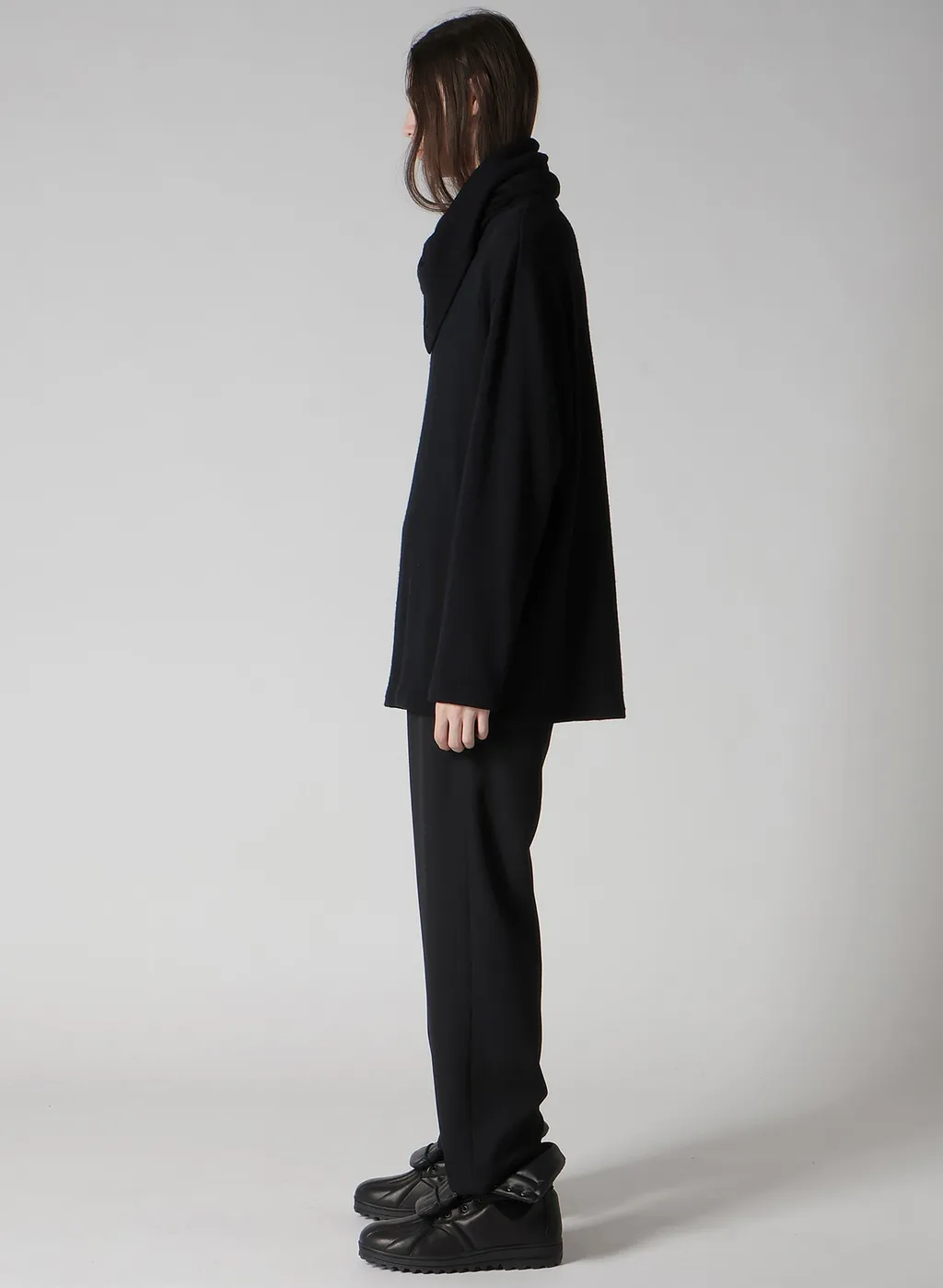 Wool Houndstooth Jacquard High Neck Long Slv T