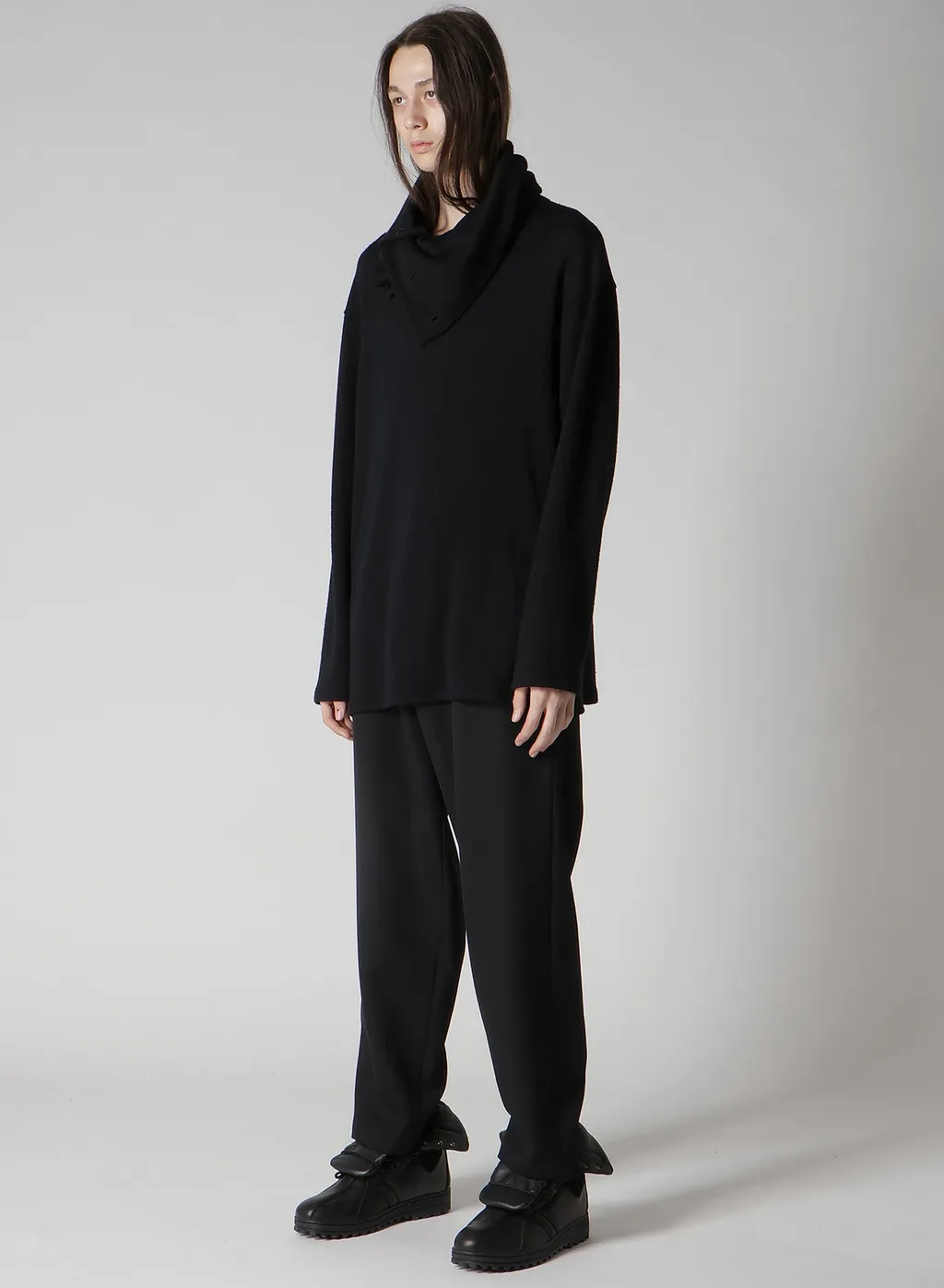 Wool Houndstooth Jacquard High Neck Long Slv T