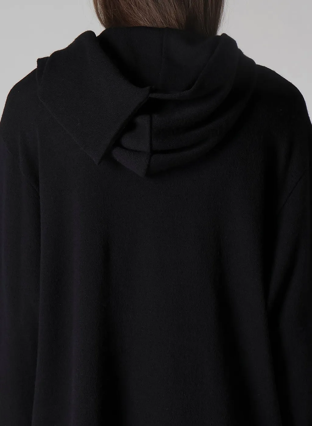 Wool Houndstooth Jacquard Henley Neck Hood T
