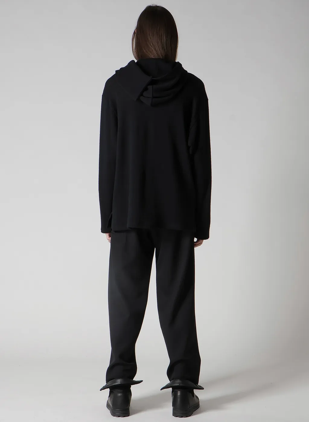 Wool Houndstooth Jacquard Henley Neck Hood T