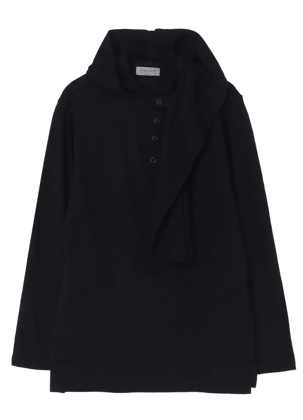 Wool Houndstooth Jacquard Henley Neck Hood T