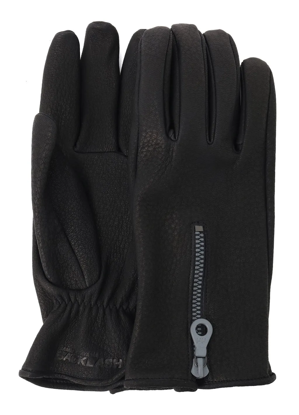 Deer Skin Black Zip Gloves