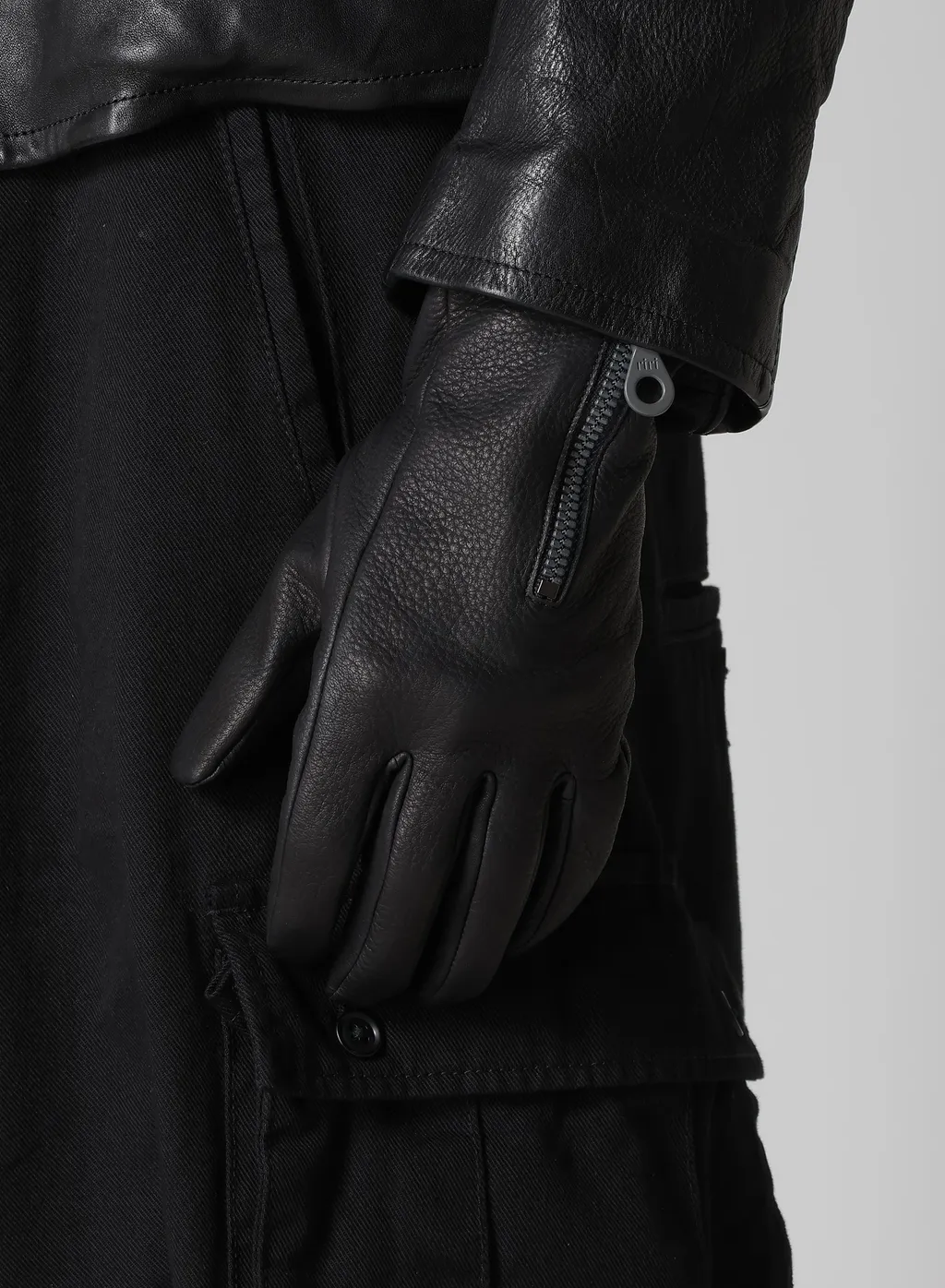 Deer Skin Black Zip Gloves