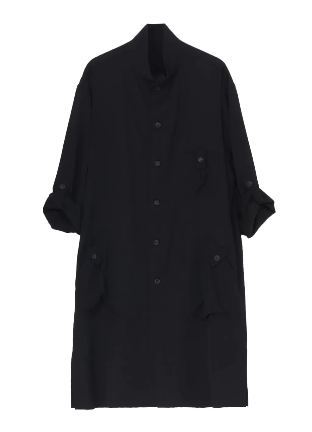 Wool Gabardine Long Shirt Coat
