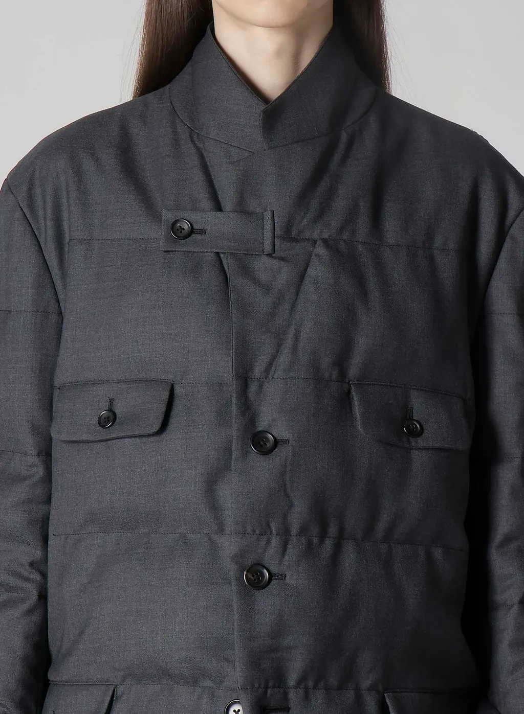 3 Buttons Horizontal Padded Jacket
