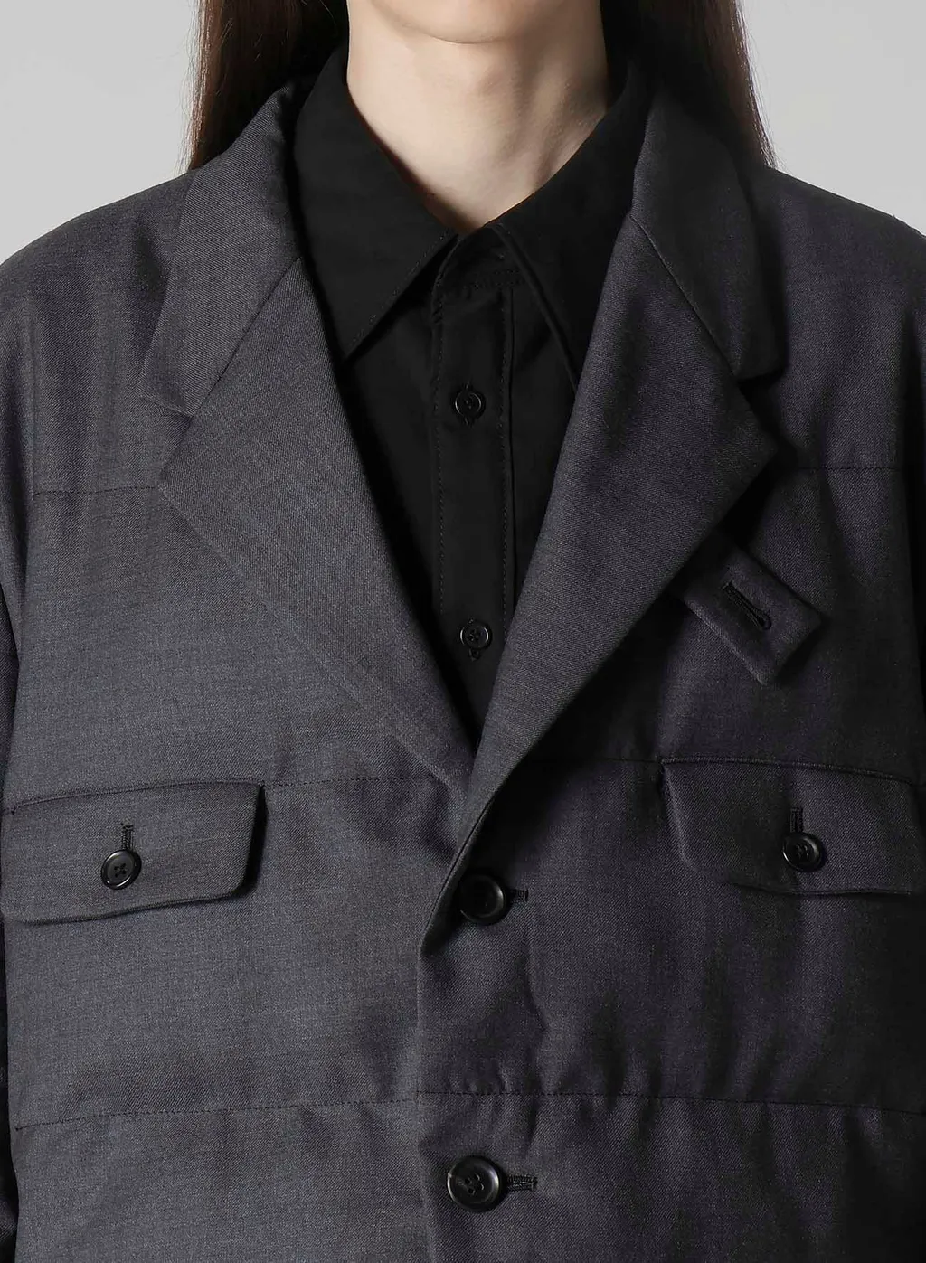 3 Buttons Horizontal Padded Jacket