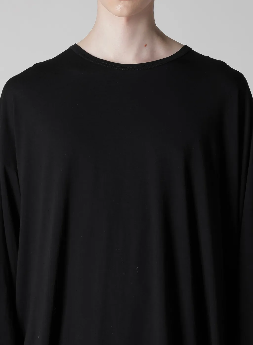 Cotton Cashmere Jersey Big Round Neck Long Slv T