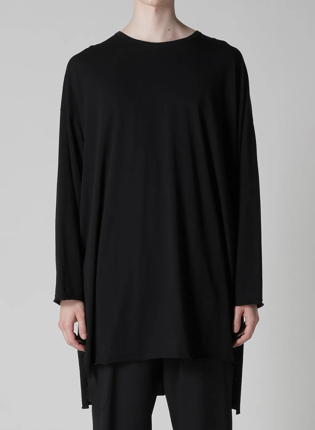 Cotton Cashmere Jersey Big Round Neck Long Slv T