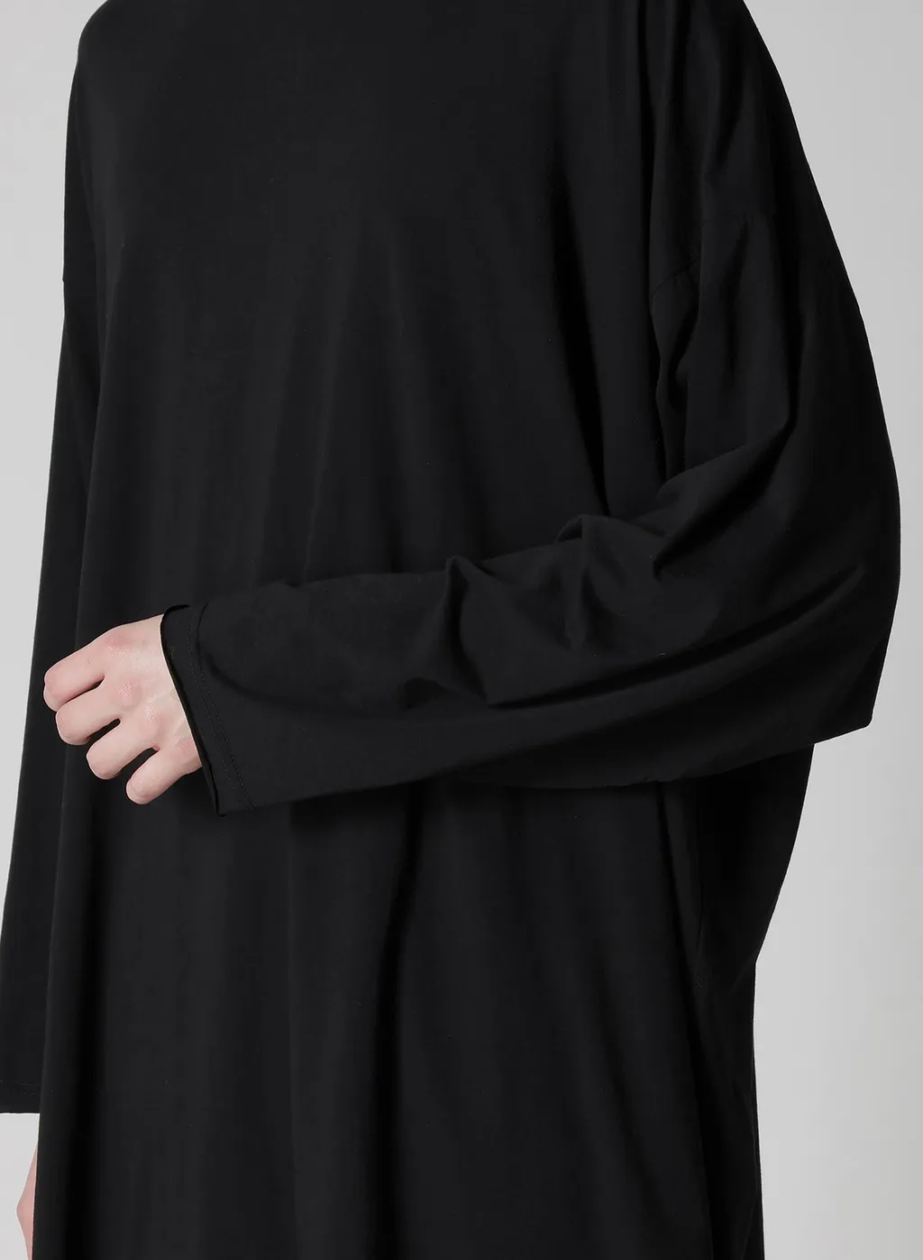 Cotton Cashmere Jersey Big Round Neck Long Slv T