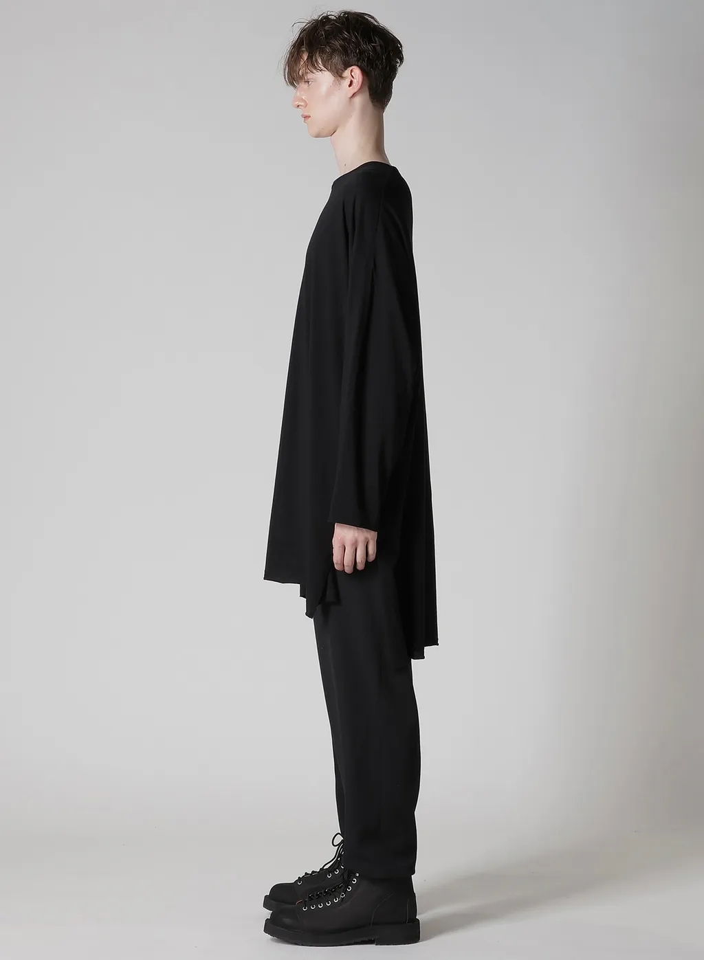 Cotton Cashmere Jersey Big Round Neck Long Slv T