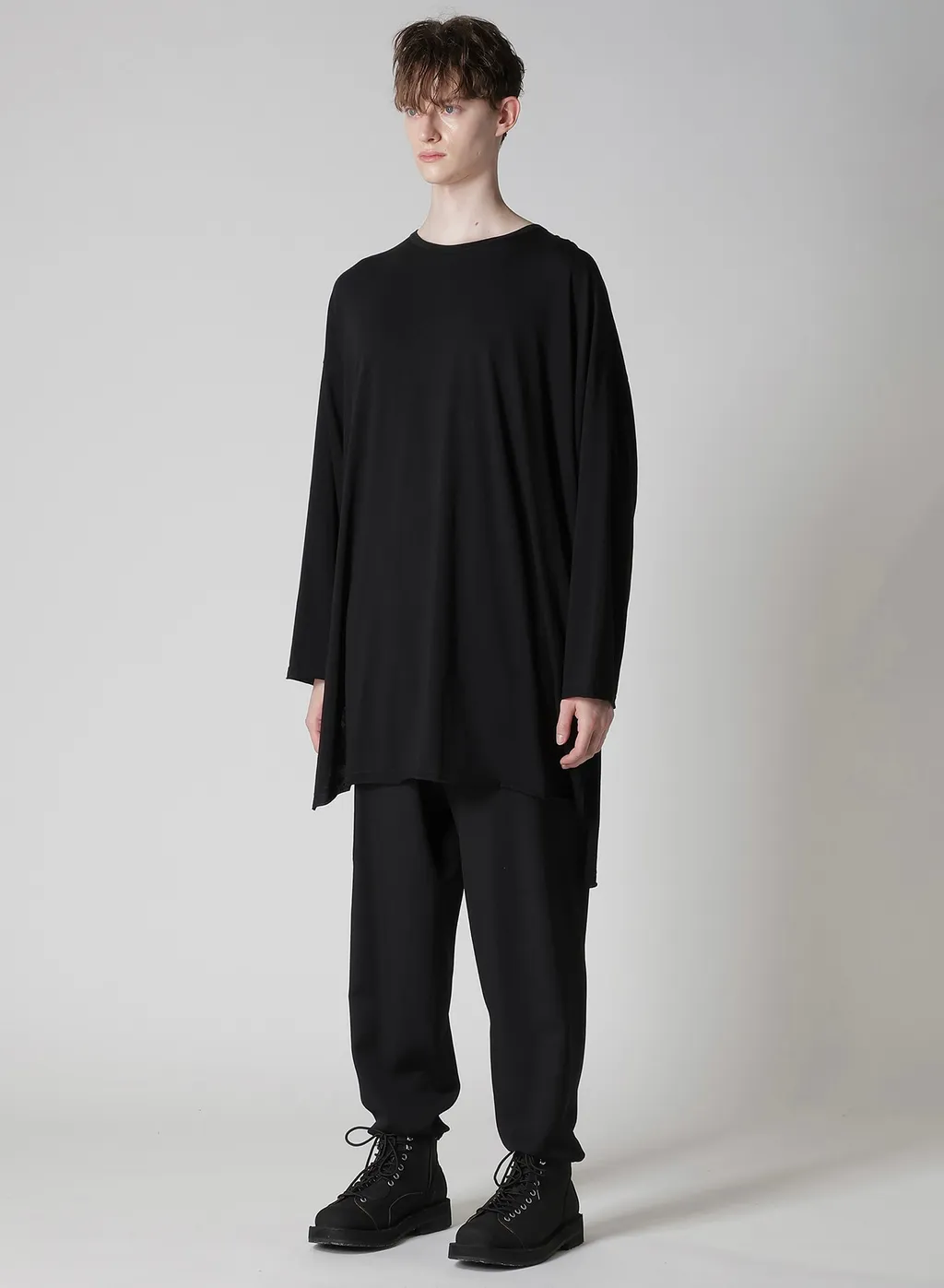 Cotton Cashmere Jersey Big Round Neck Long Slv T