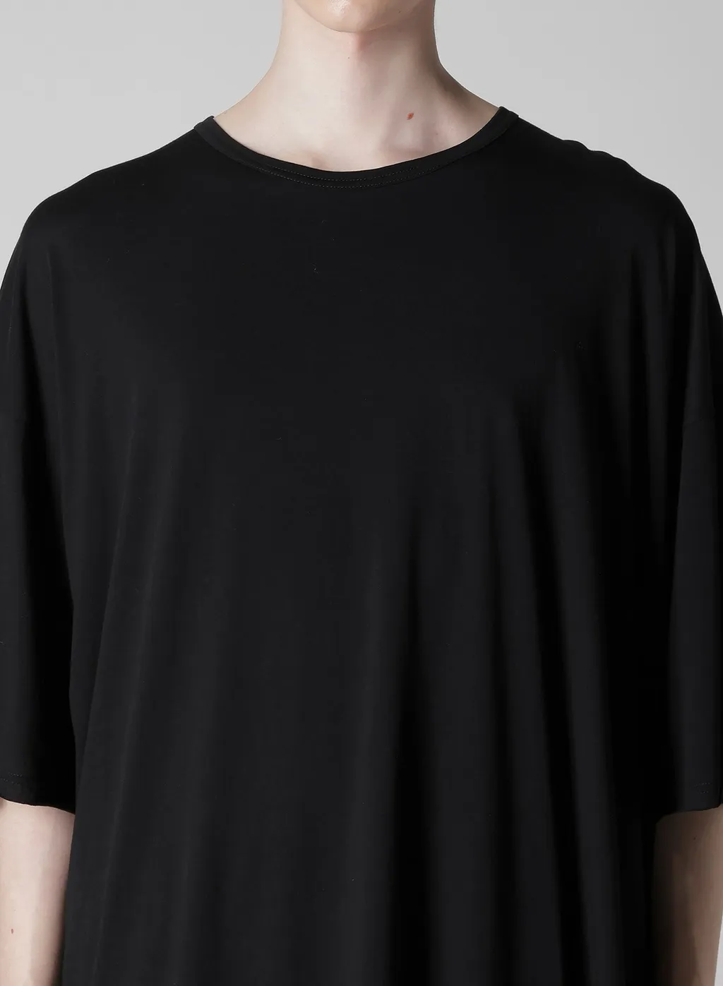 Cotton Cashmere Jersey Big Round Neck Short Slv T