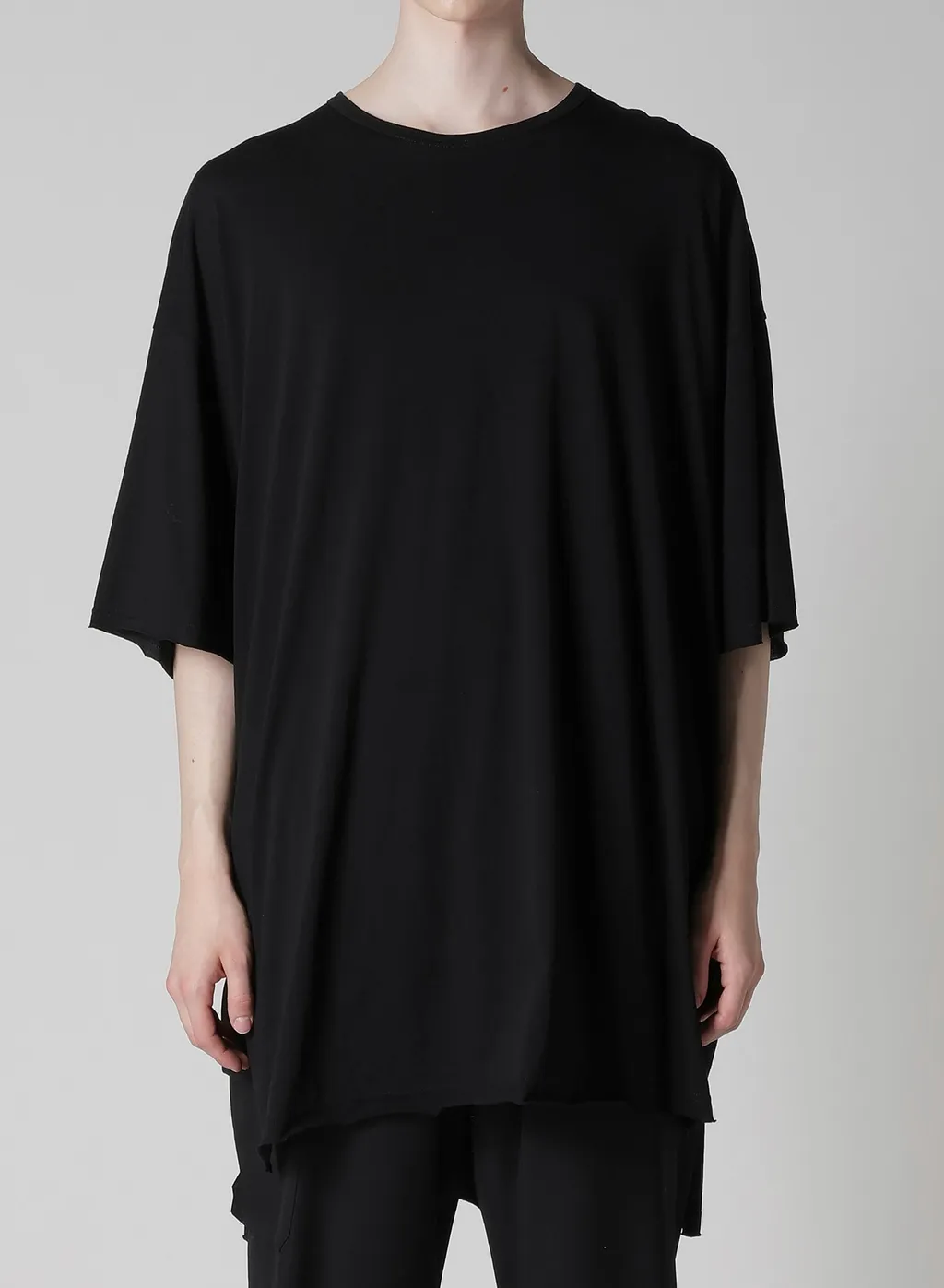 Cotton Cashmere Jersey Big Round Neck Short Slv T