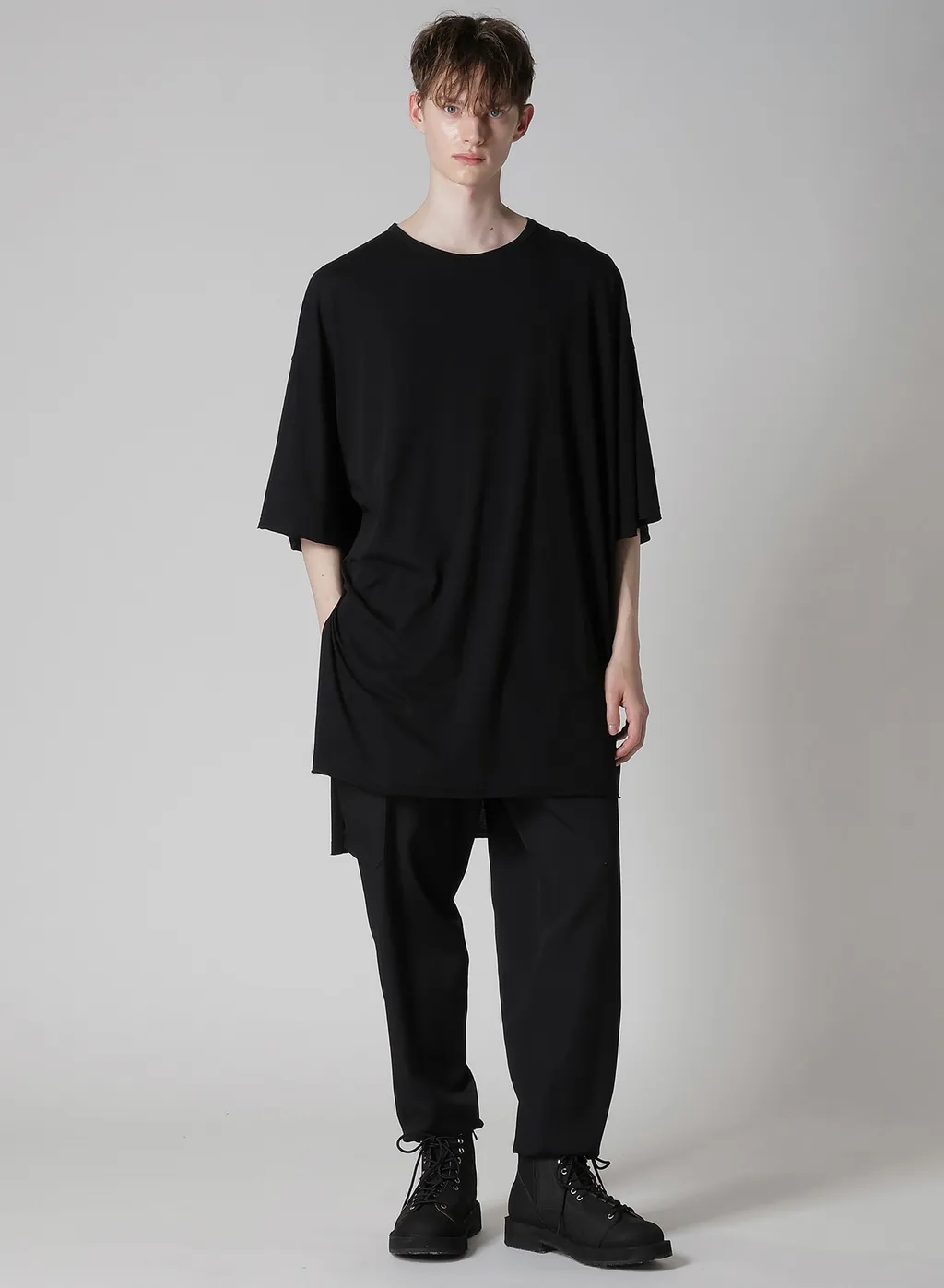 Cotton Cashmere Jersey Big Round Neck Short Slv T