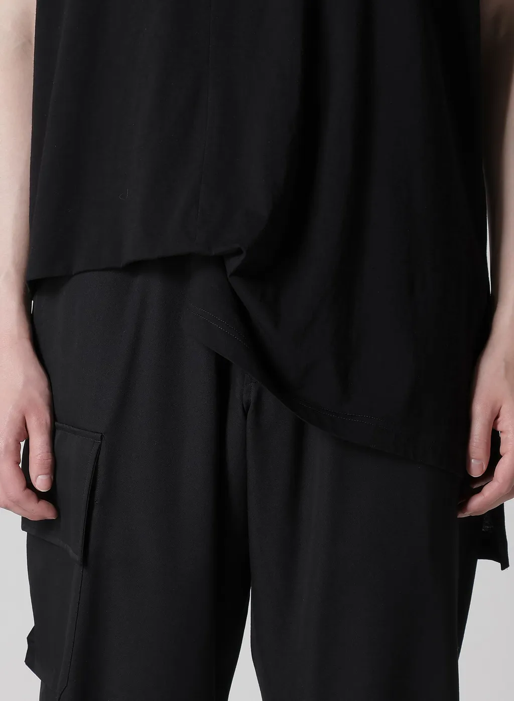 Cotton Cashmere Jersey Designed Collar Round Neck Short S