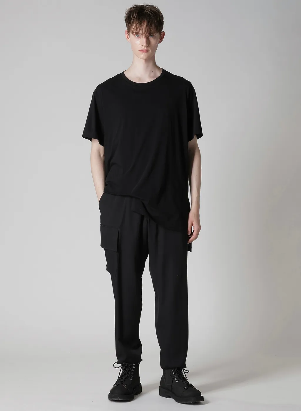 Cotton Cashmere Jersey Designed Collar Round Neck Short S