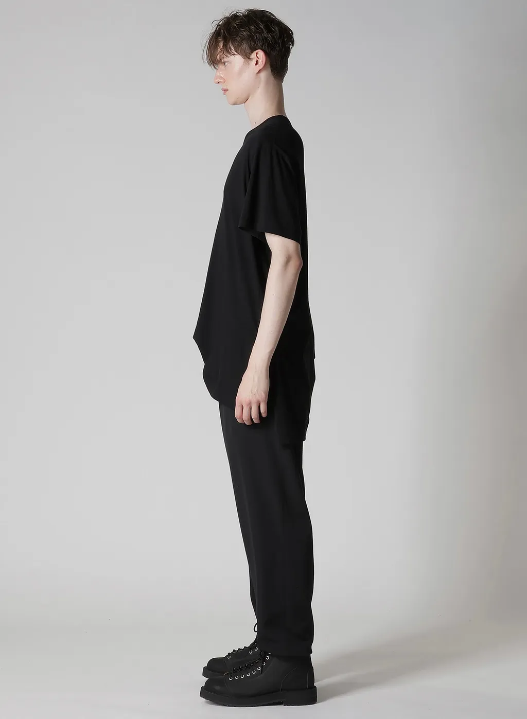 Cotton Cashmere Jersey Designed Collar Round Neck Short S