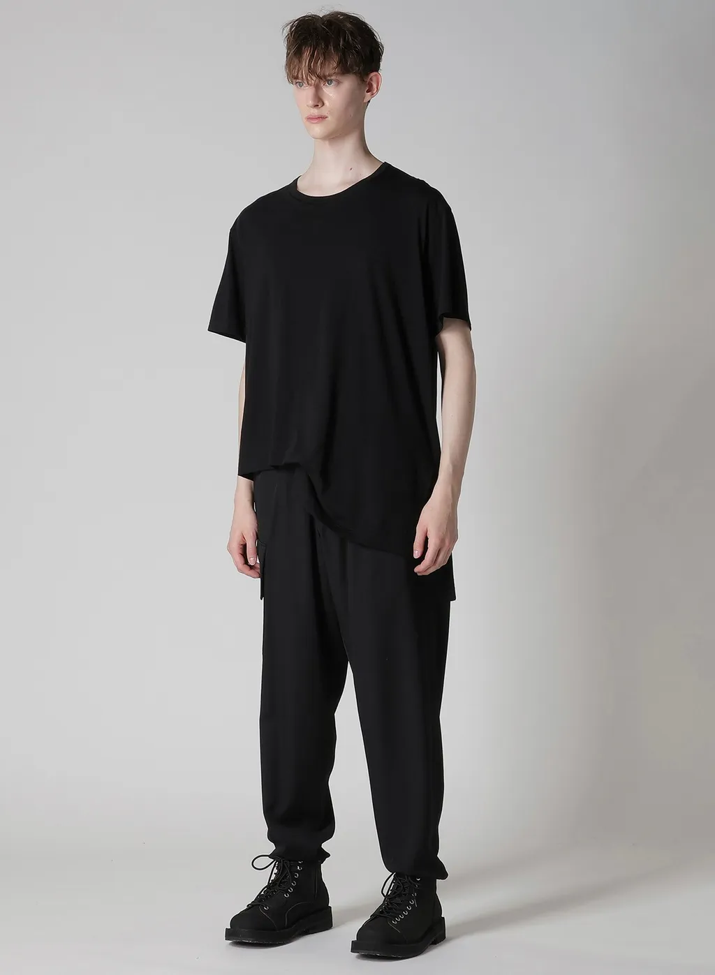 Cotton Cashmere Jersey Designed Collar Round Neck Short S