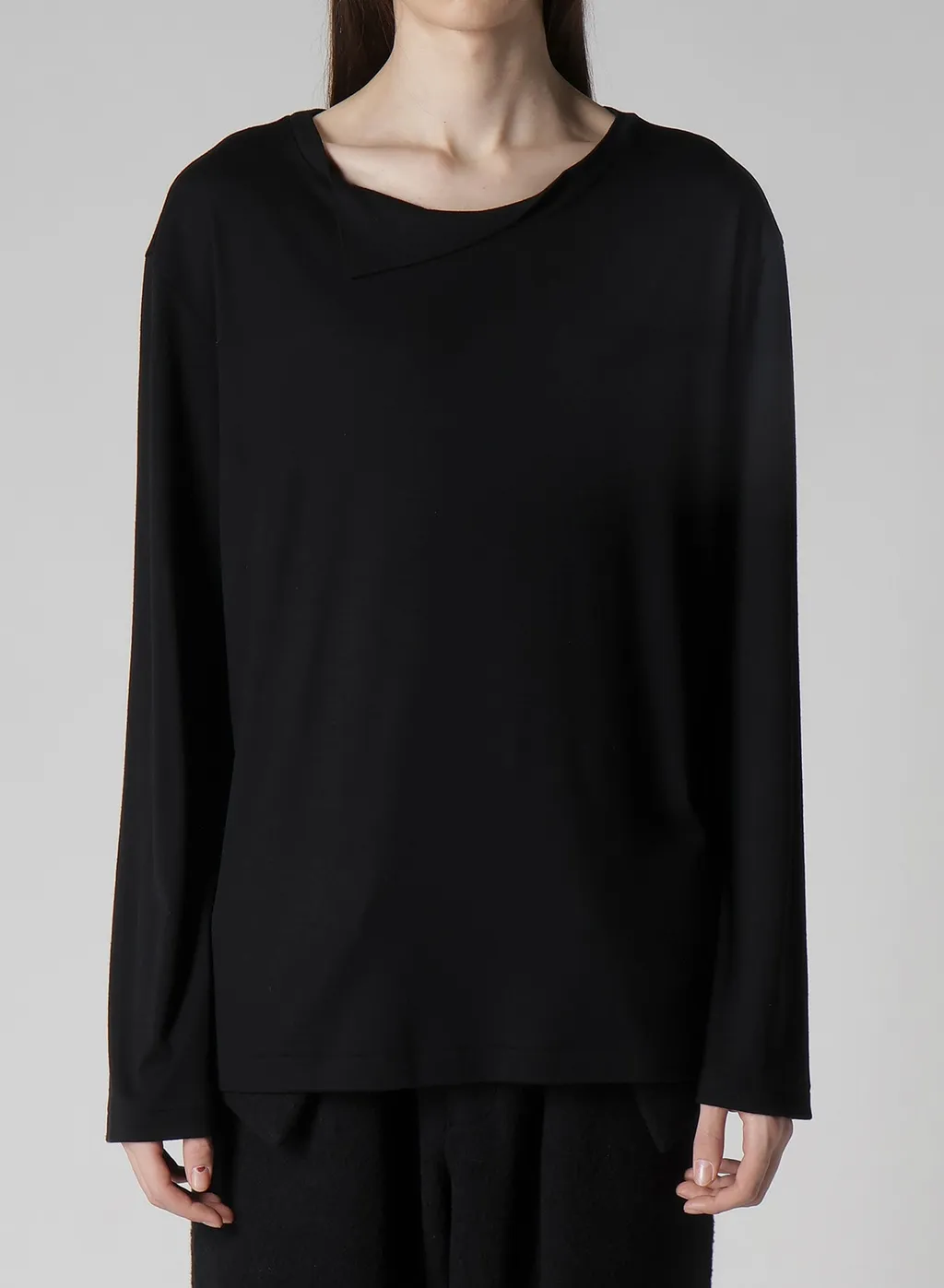 1/80 Washable Wool Interlock Layered Neck Long Slv T