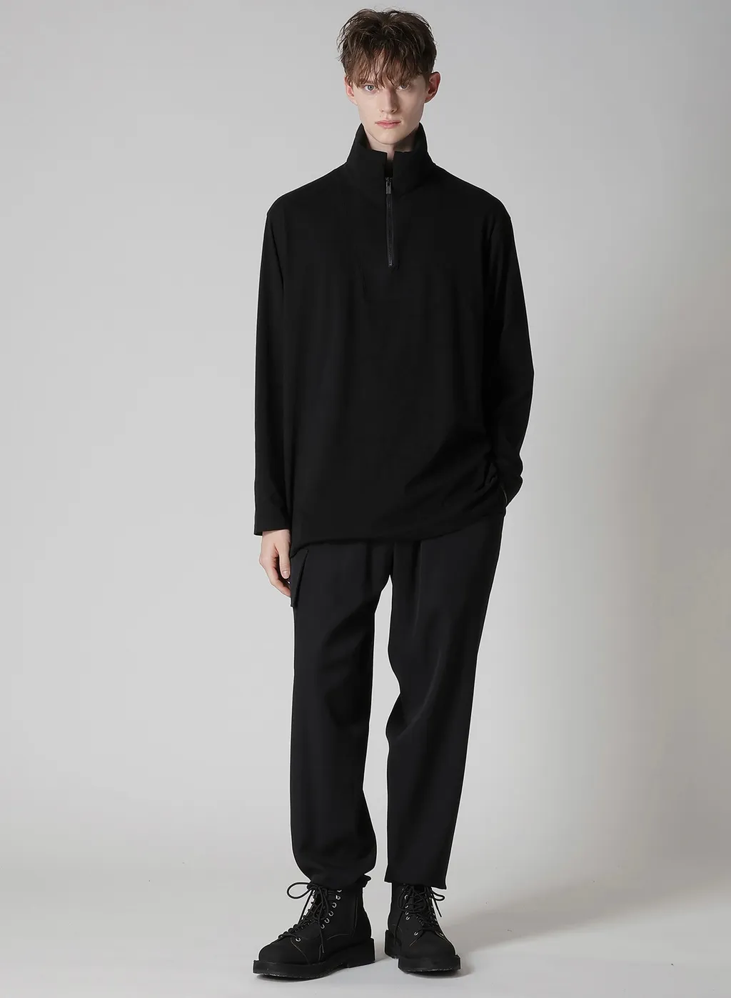 30/-Cotton Single Jersey Padded Collar Half Zip Long S