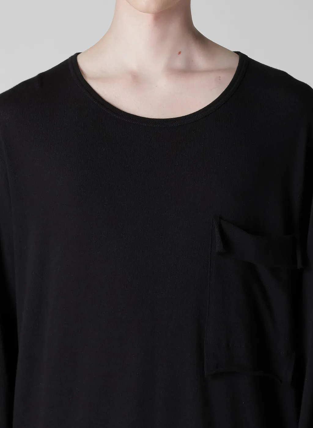 Cotton Angora Plating Jersey Chest Pkt Long Slv T