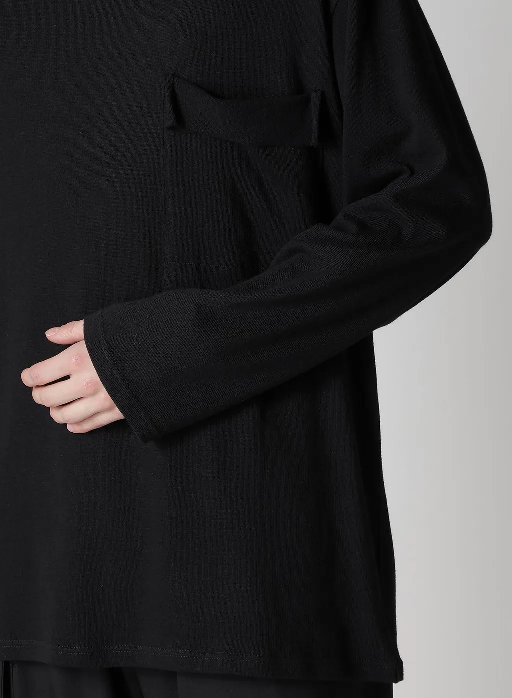 Cotton Angora Plating Jersey Chest Pkt Long Slv T