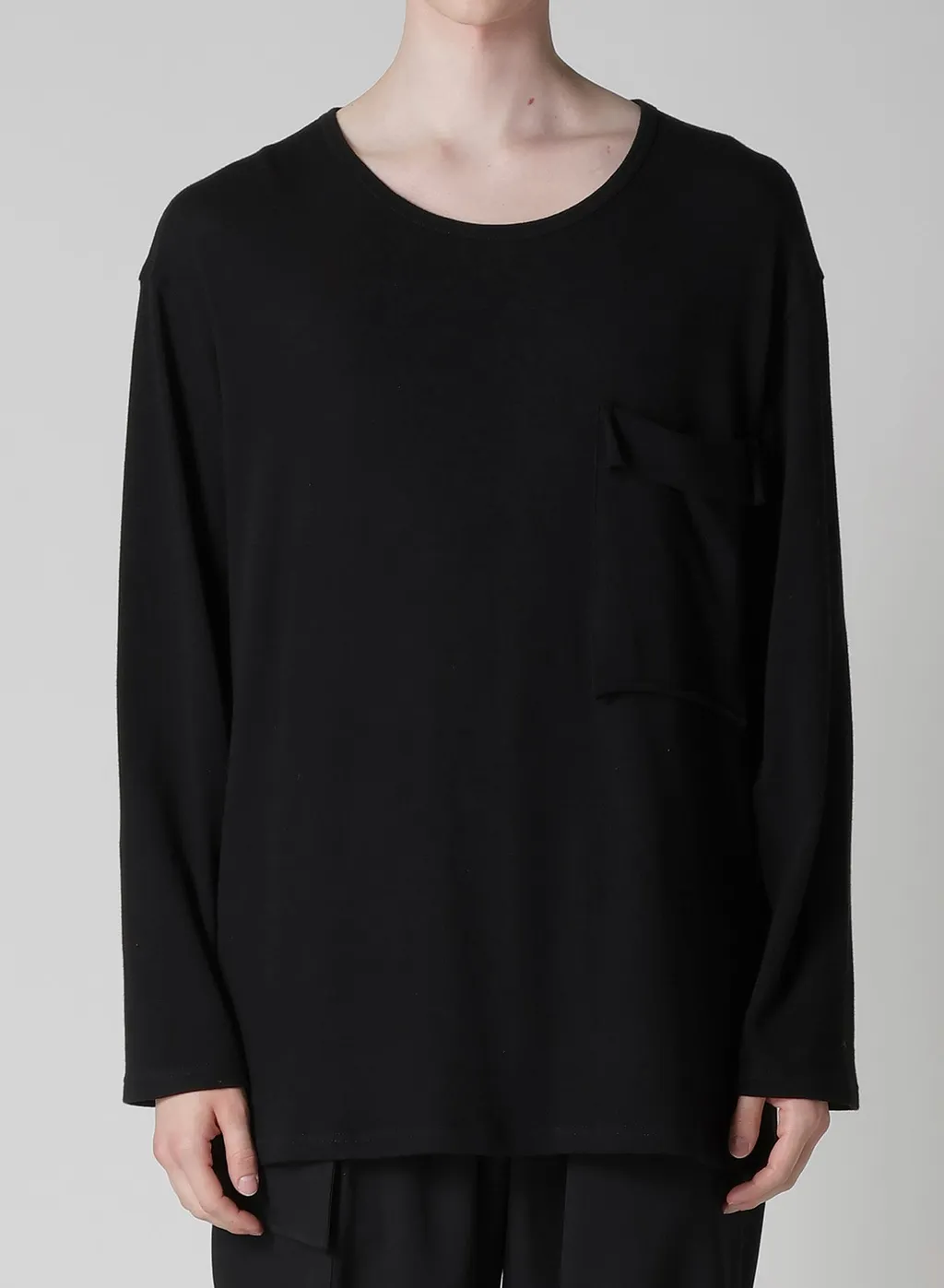 Cotton Angora Plating Jersey Chest Pkt Long Slv T