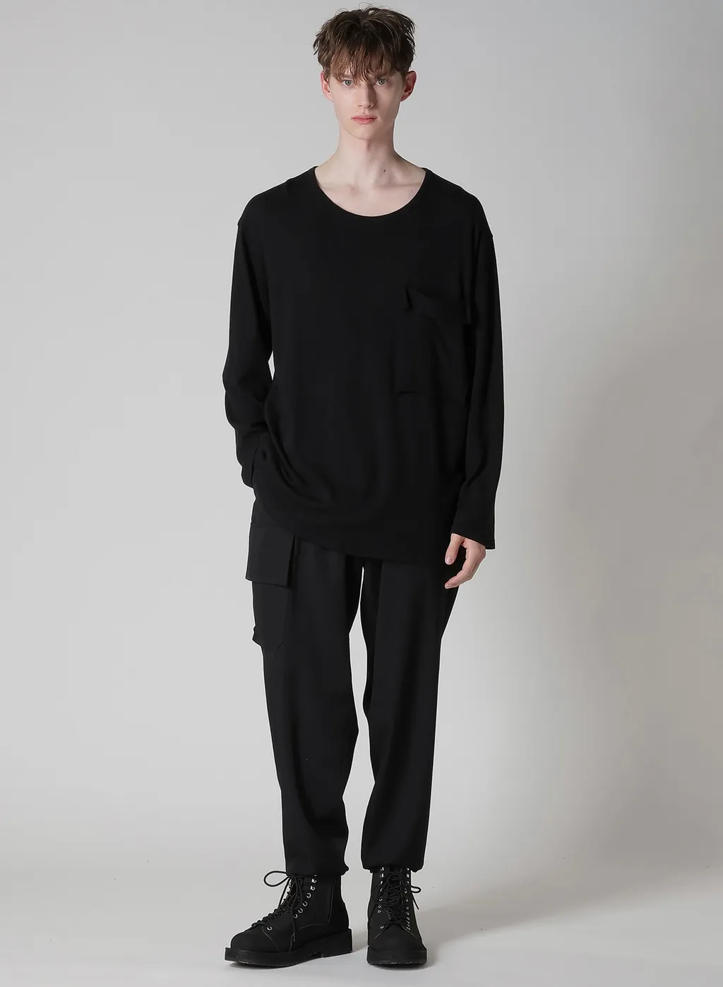 Cotton Angora Plating Jersey Chest Pkt Long Slv T