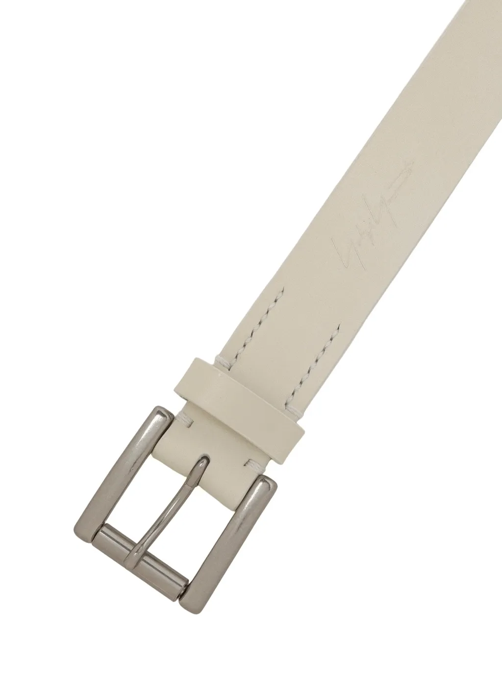 White Leather 30Mm Plain Belt