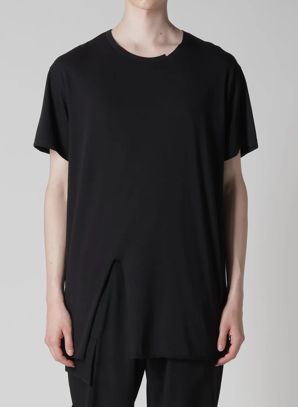 Wool Mix Single Jersey Slit Round Neck T