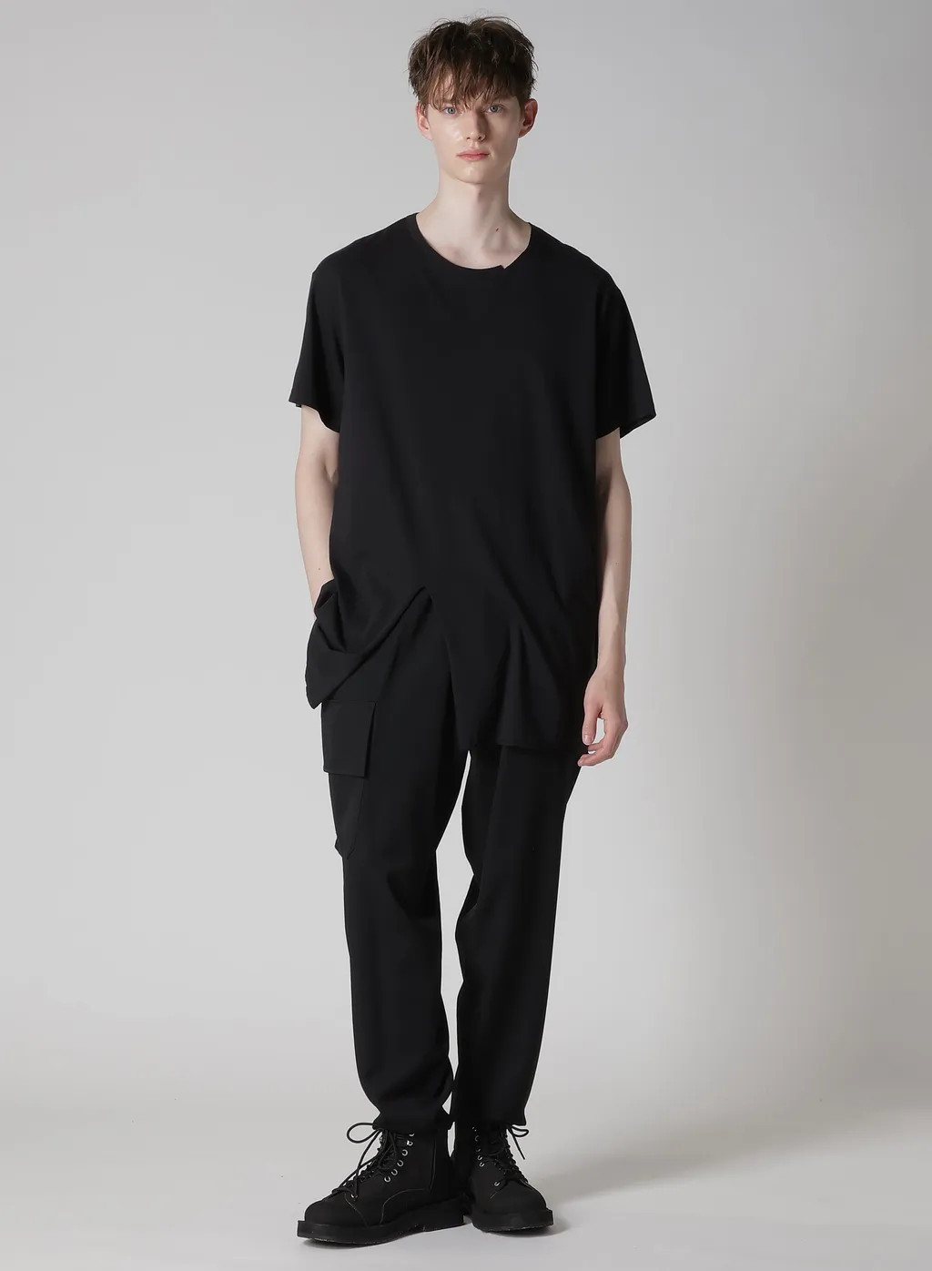 Wool Mix Single Jersey Slit Round Neck T
