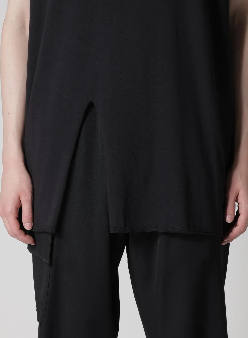 Wool Mix Single Jersey Slit Round Neck T
