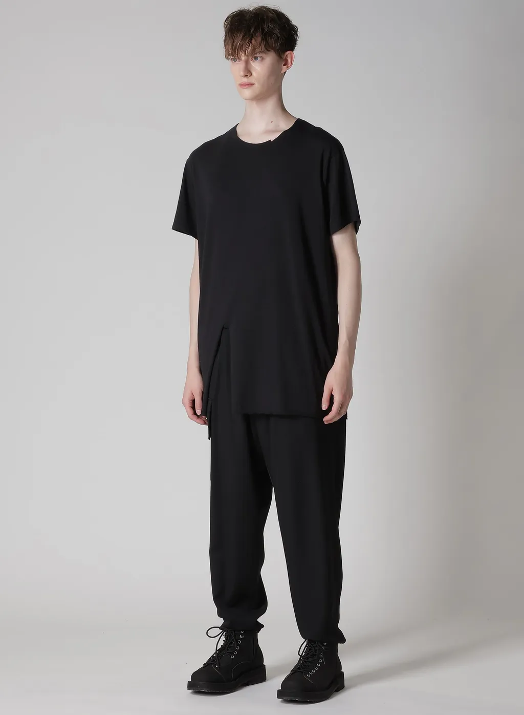 Wool Mix Single Jersey Slit Round Neck T