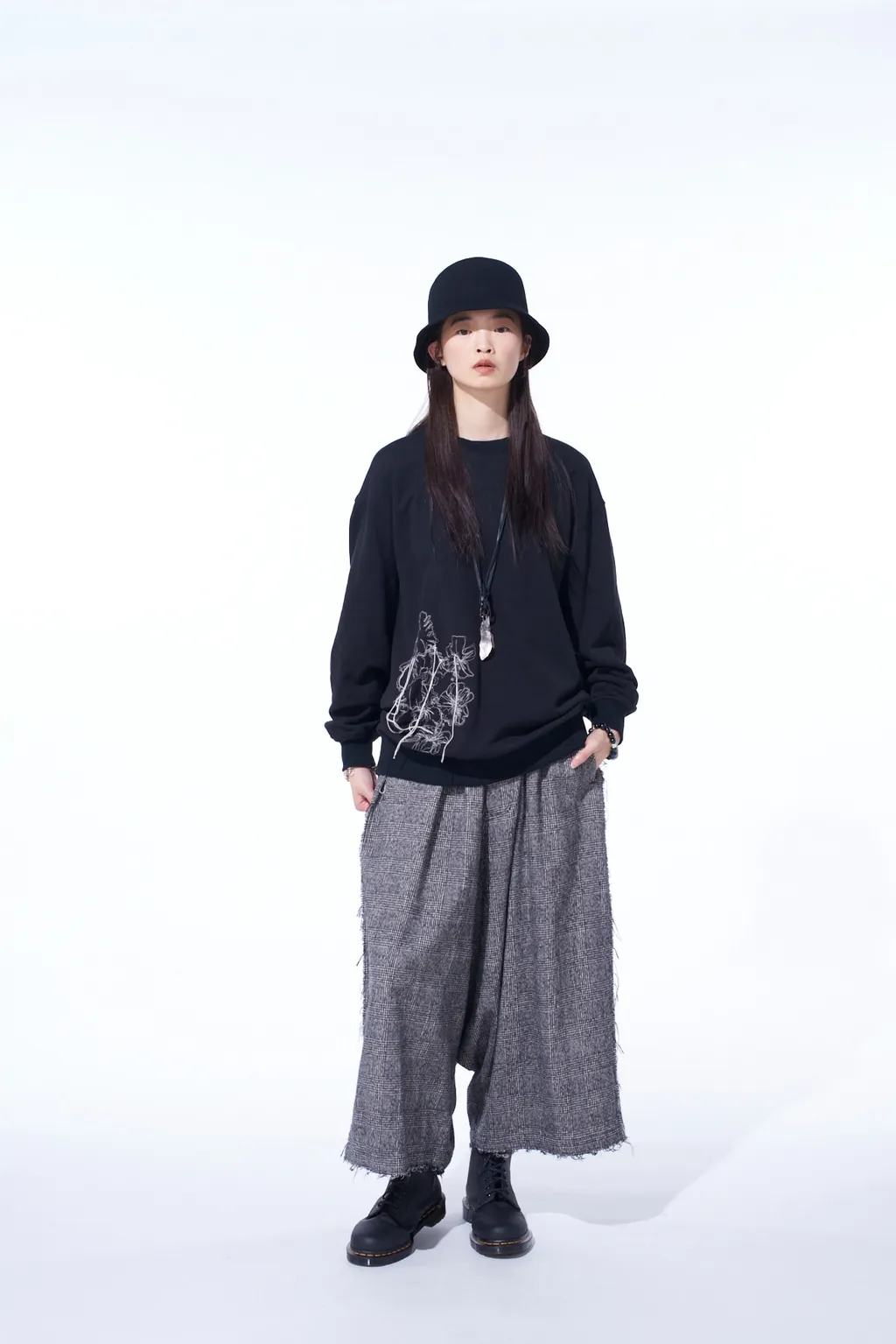 French Terry Flower Embroidery Pullover