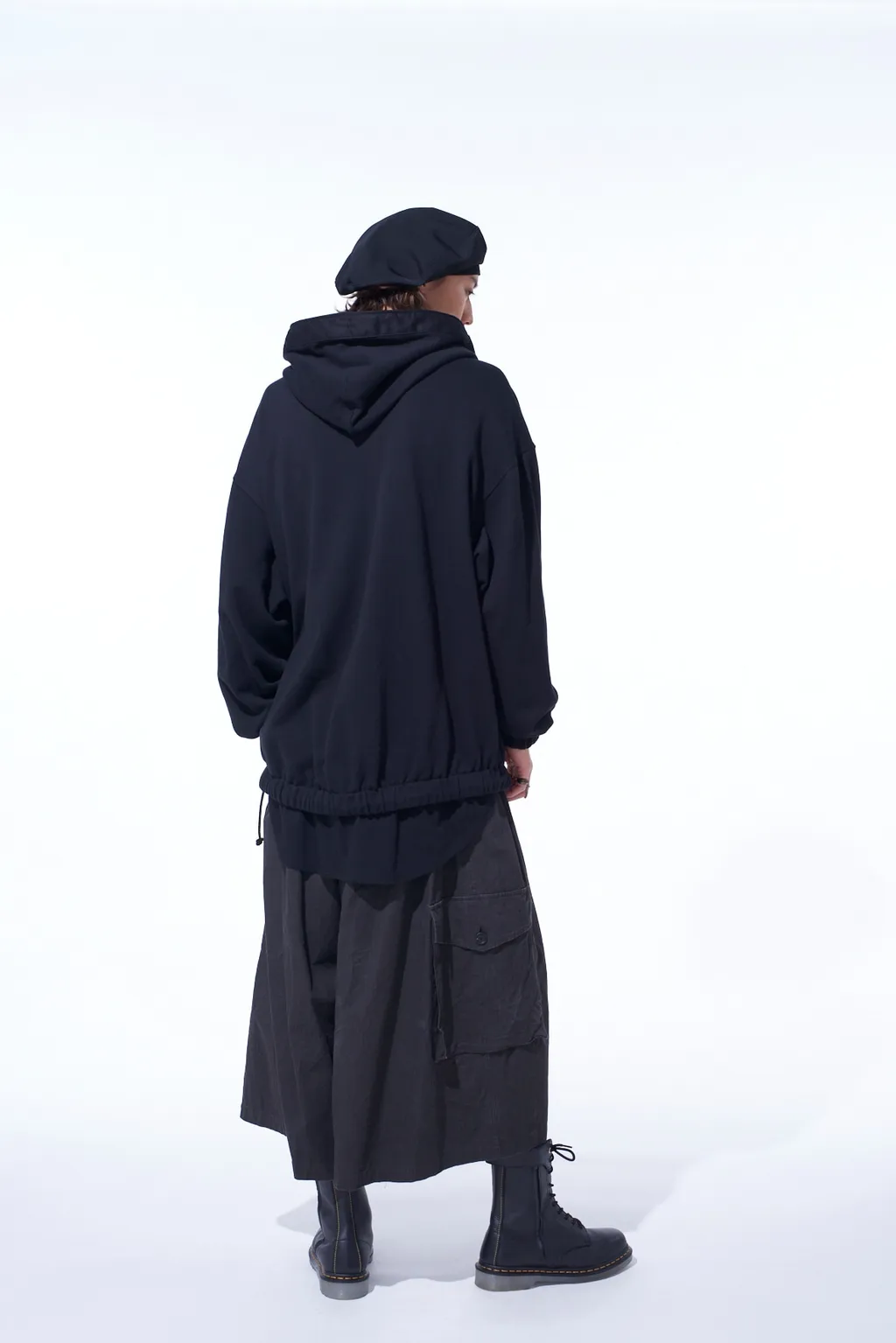 Twill Terry Mix Oversized Lace-Up Hoodie
